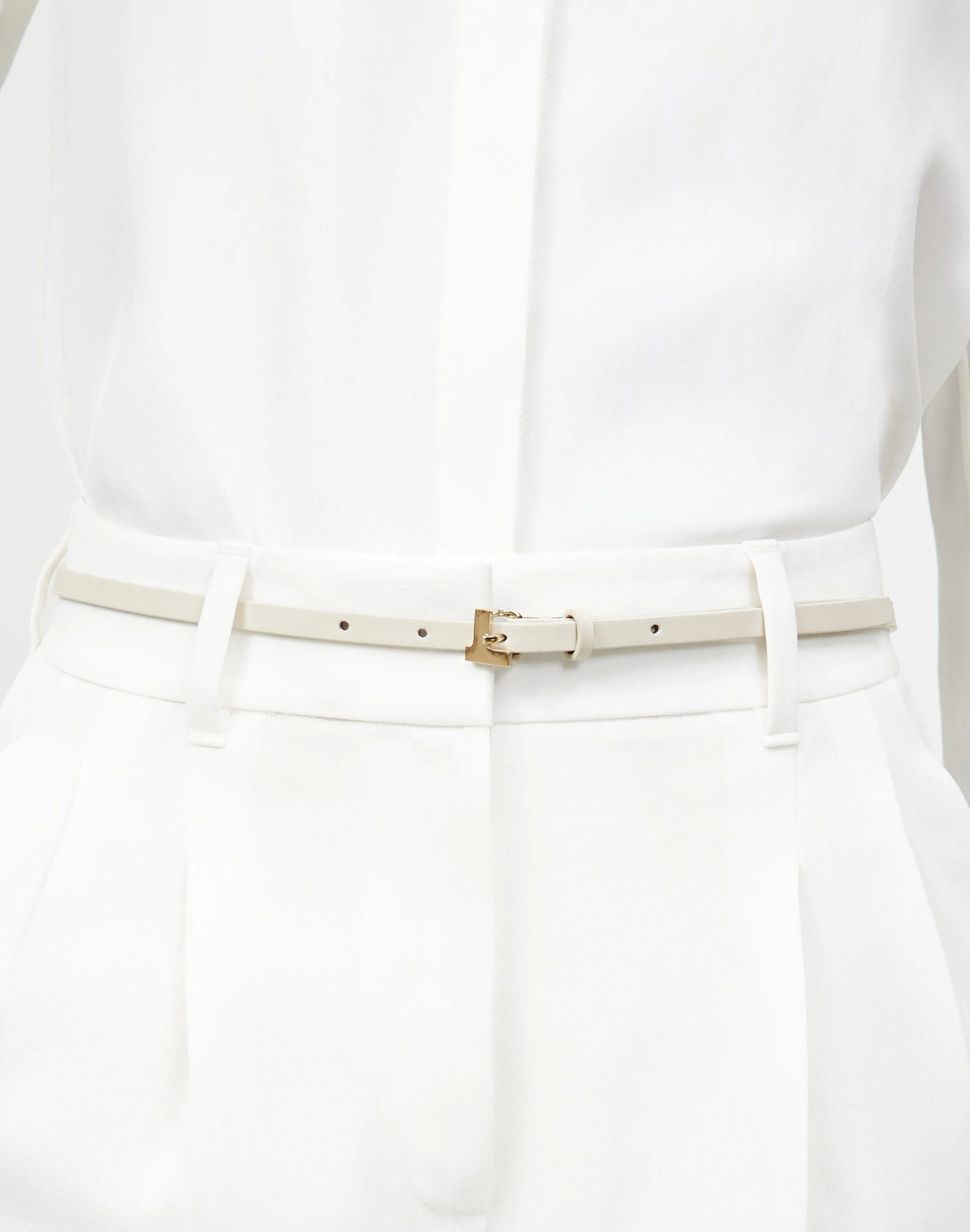 Nappa Leather L Beam Skinny Belt