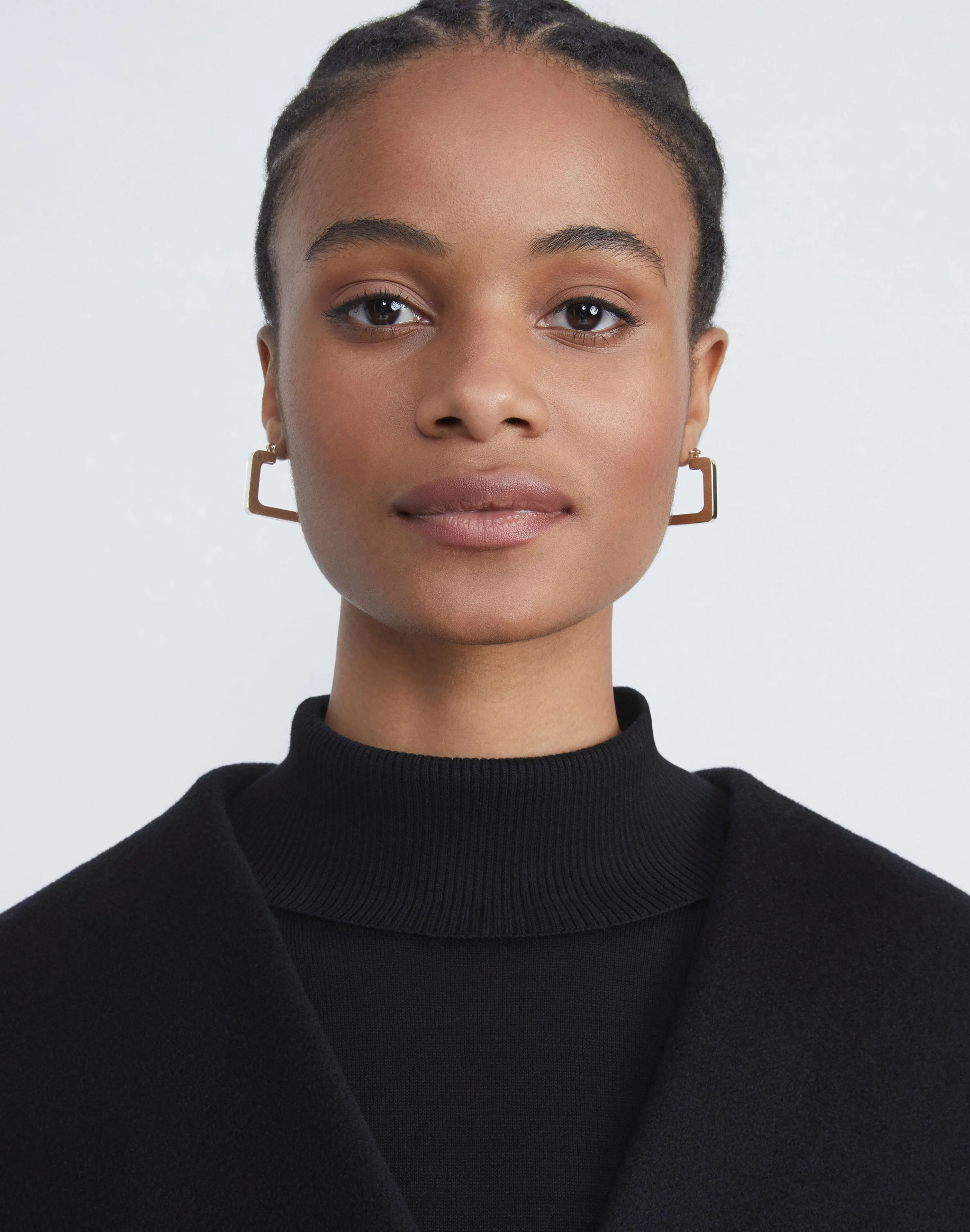 Metal & Teak Block Reversible Hoop Earrings