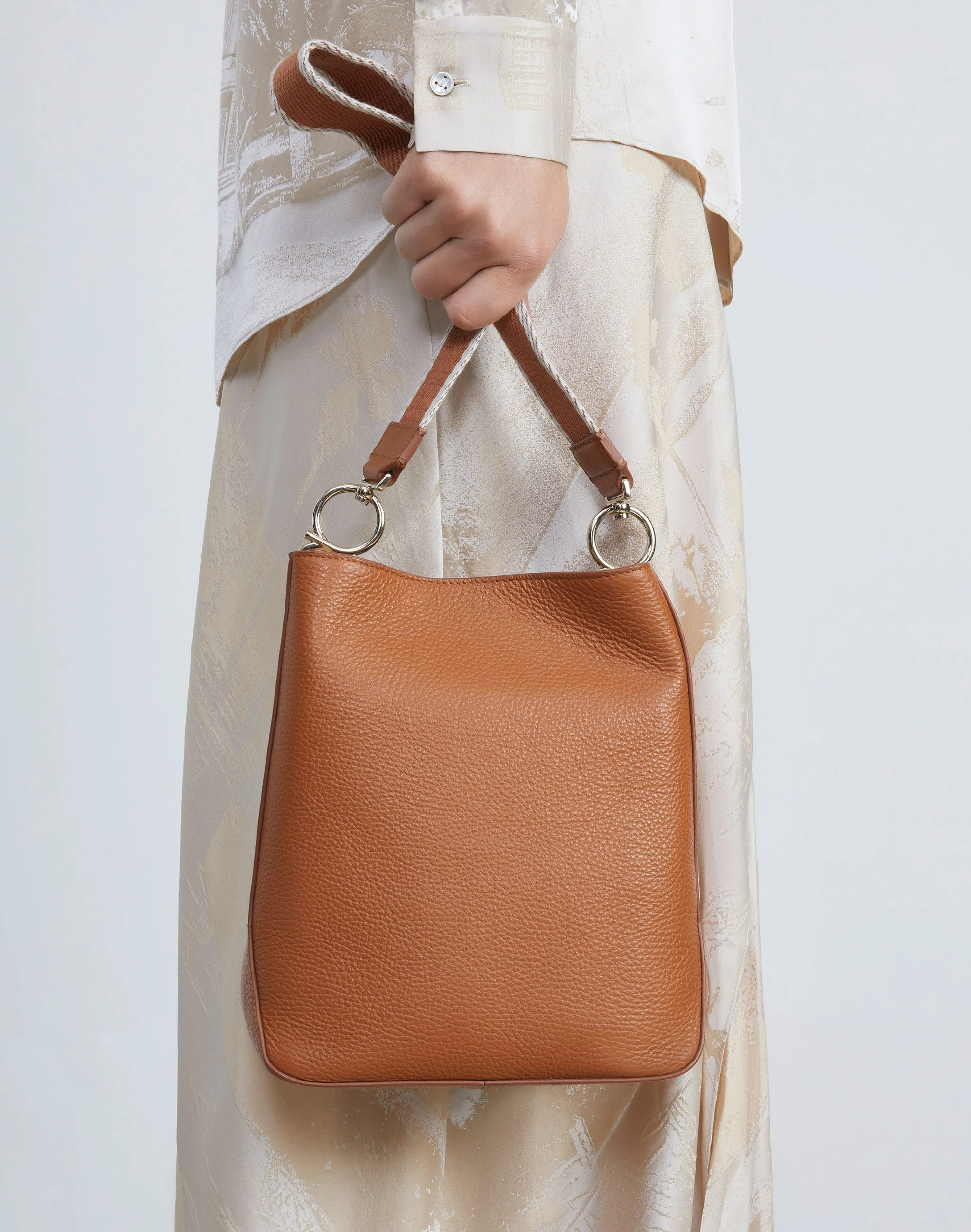 Grained Calfskin Leather 8 Knot Hobo—Small