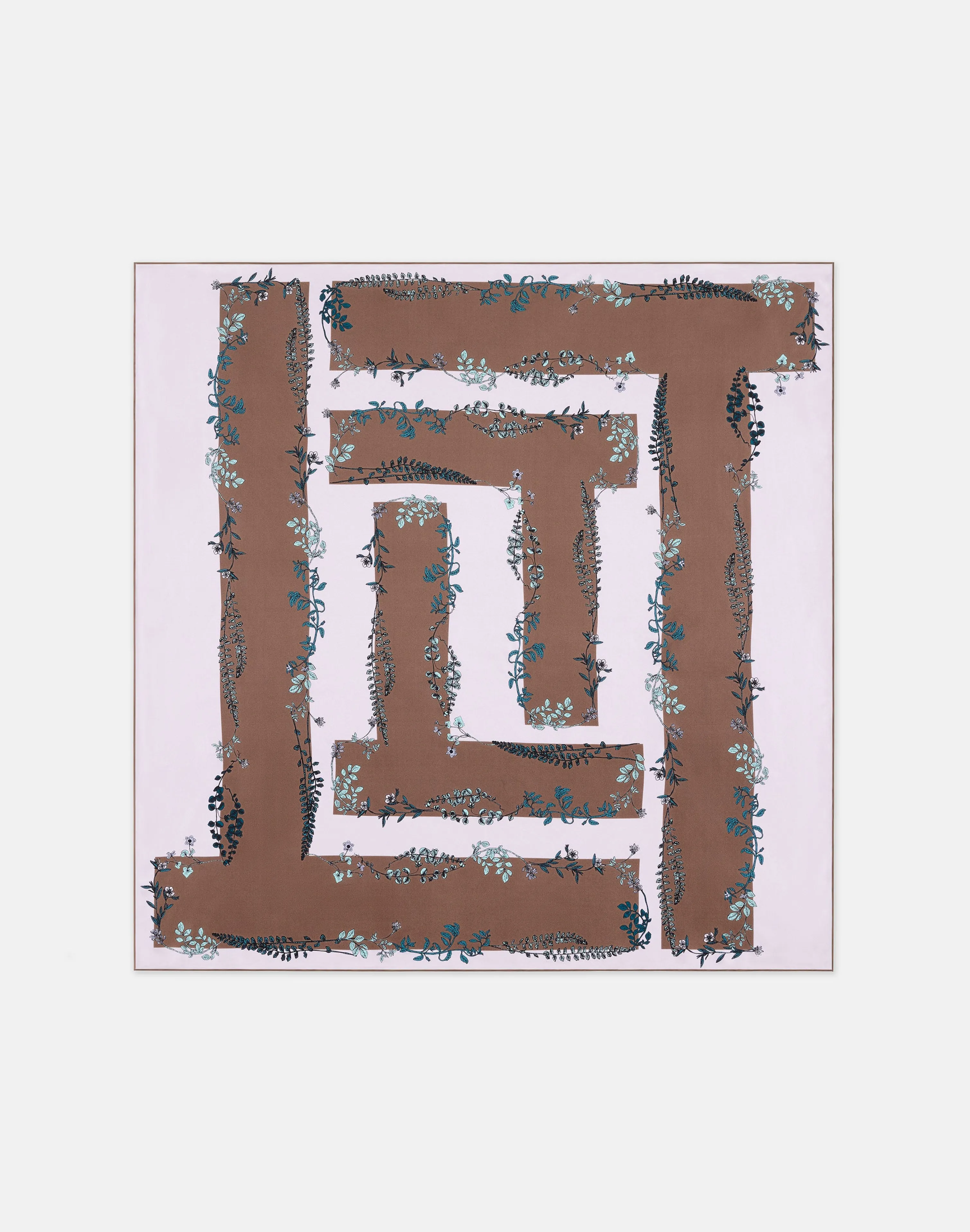 Flora Trail Print L Beam Silk Scarf