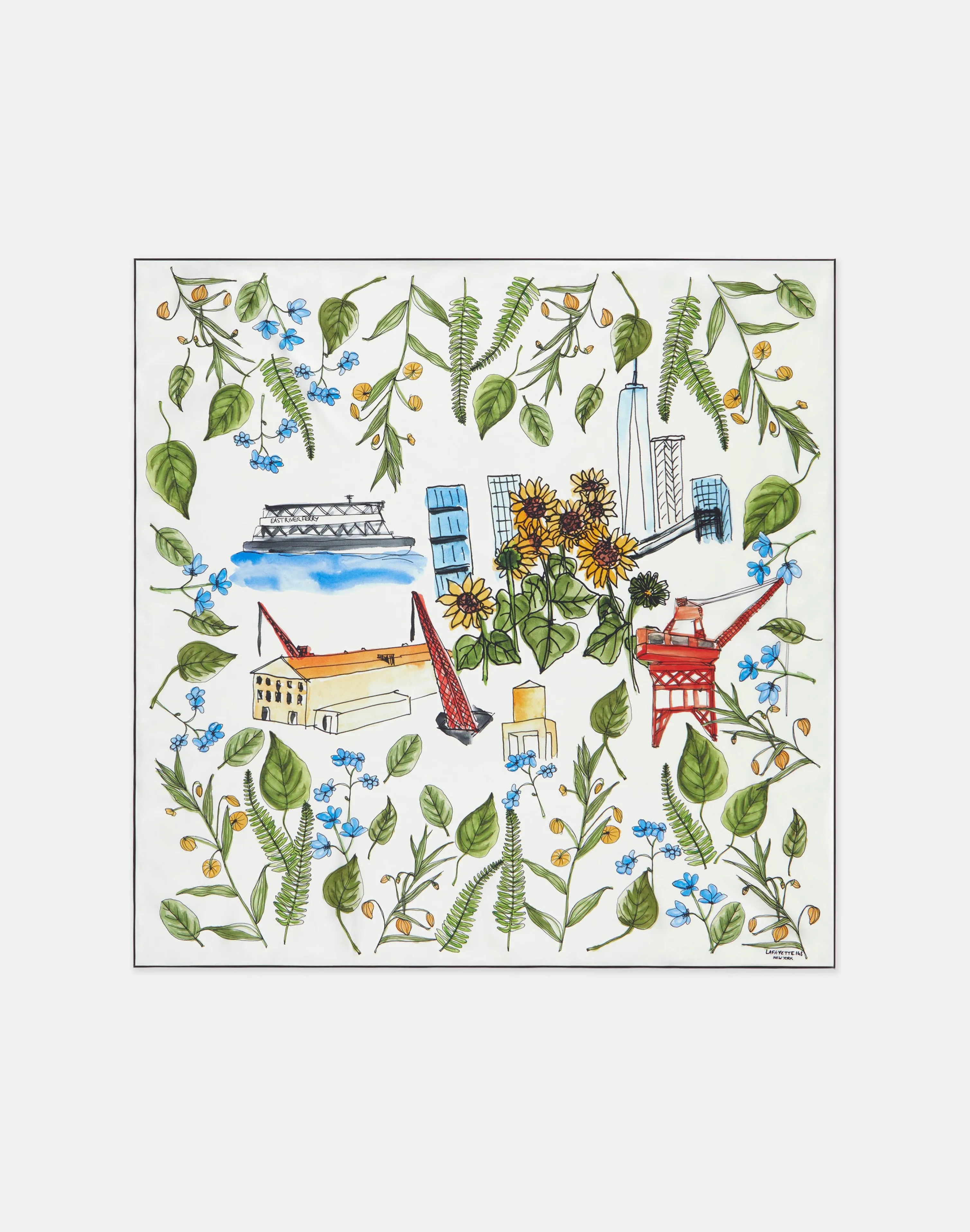 Gardens Of New York Print Silk Scarf