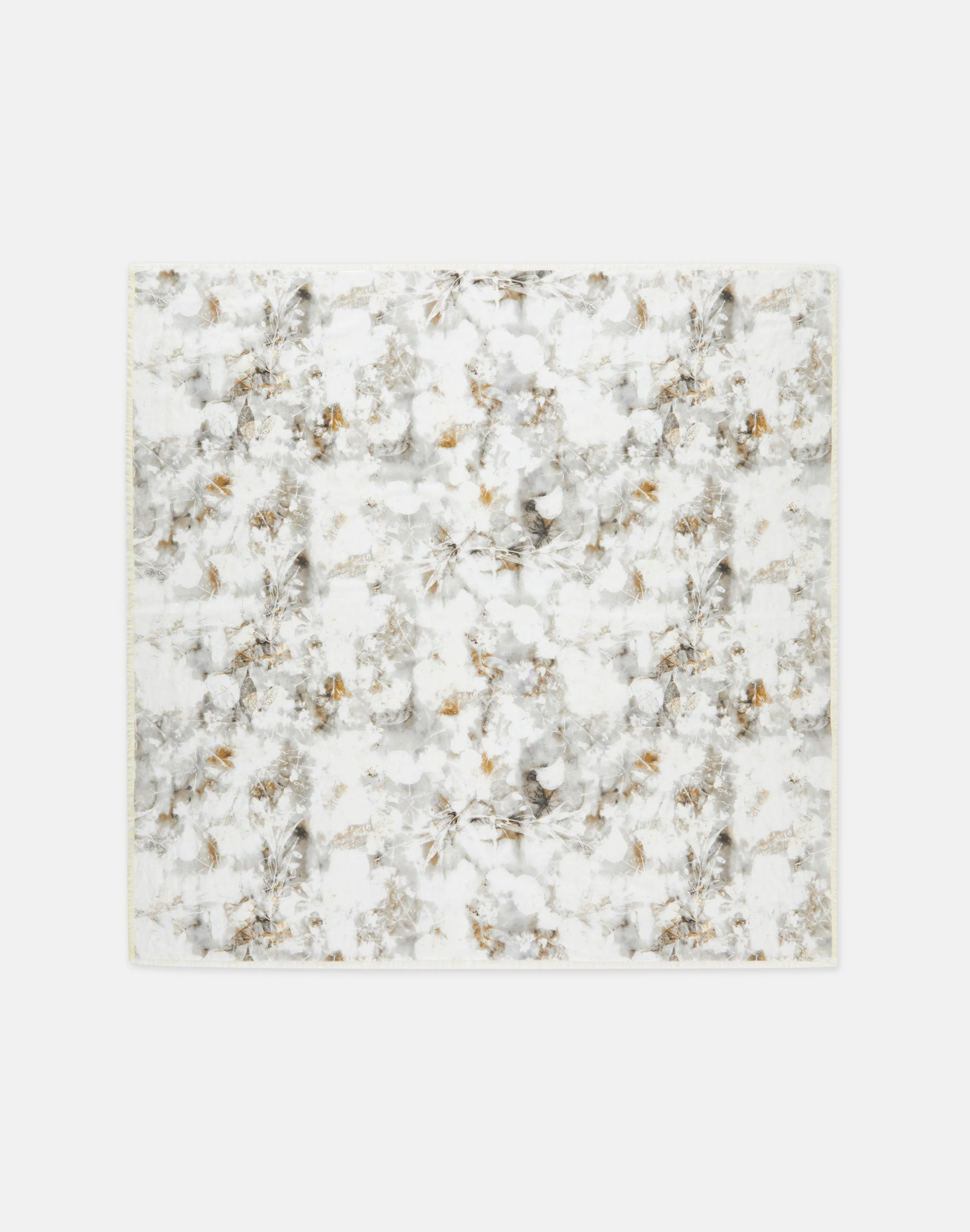 Eco Leaves Print Cotton-Silk Scarf