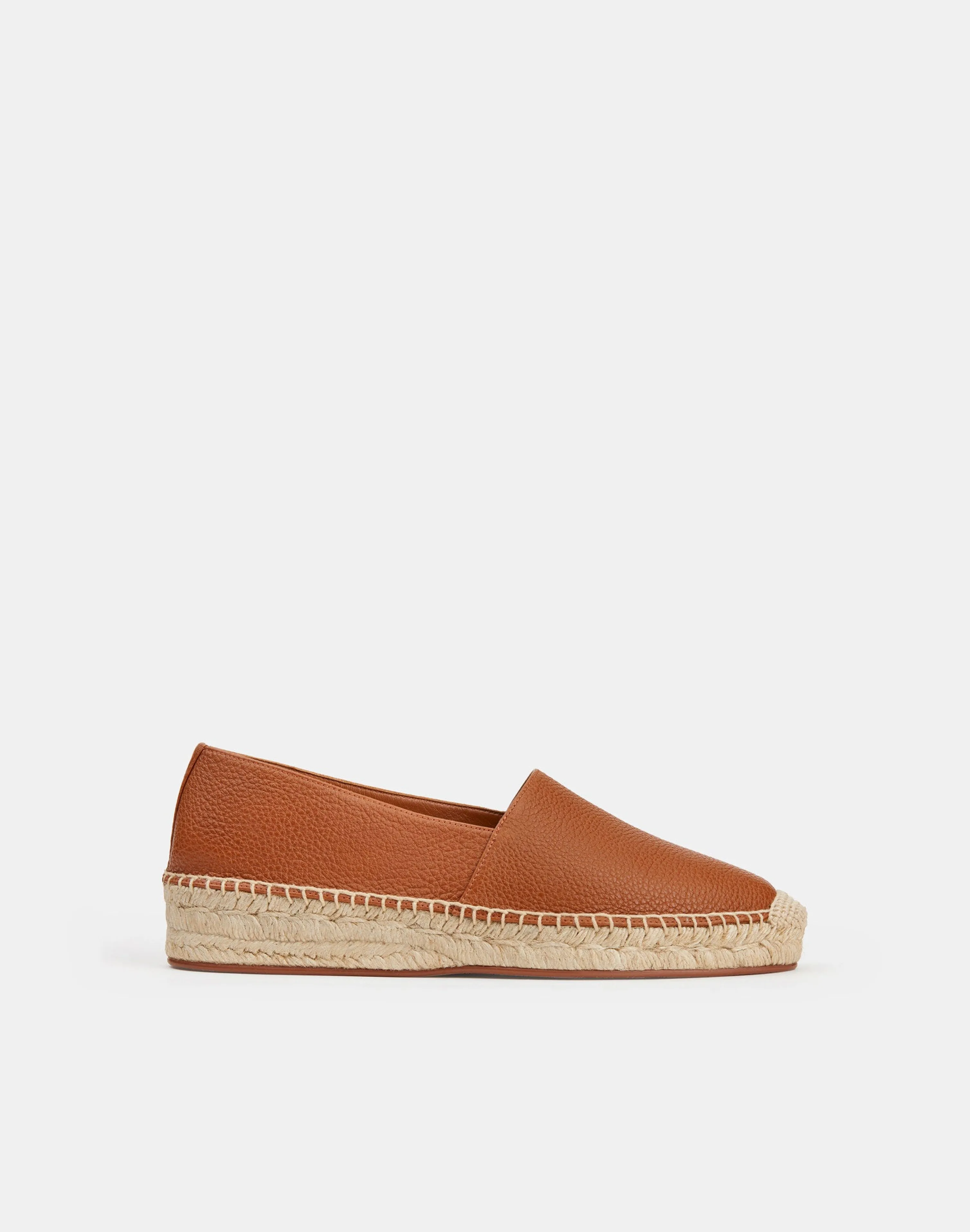 Grained Calfskin Leather Slip-On Espadrille
