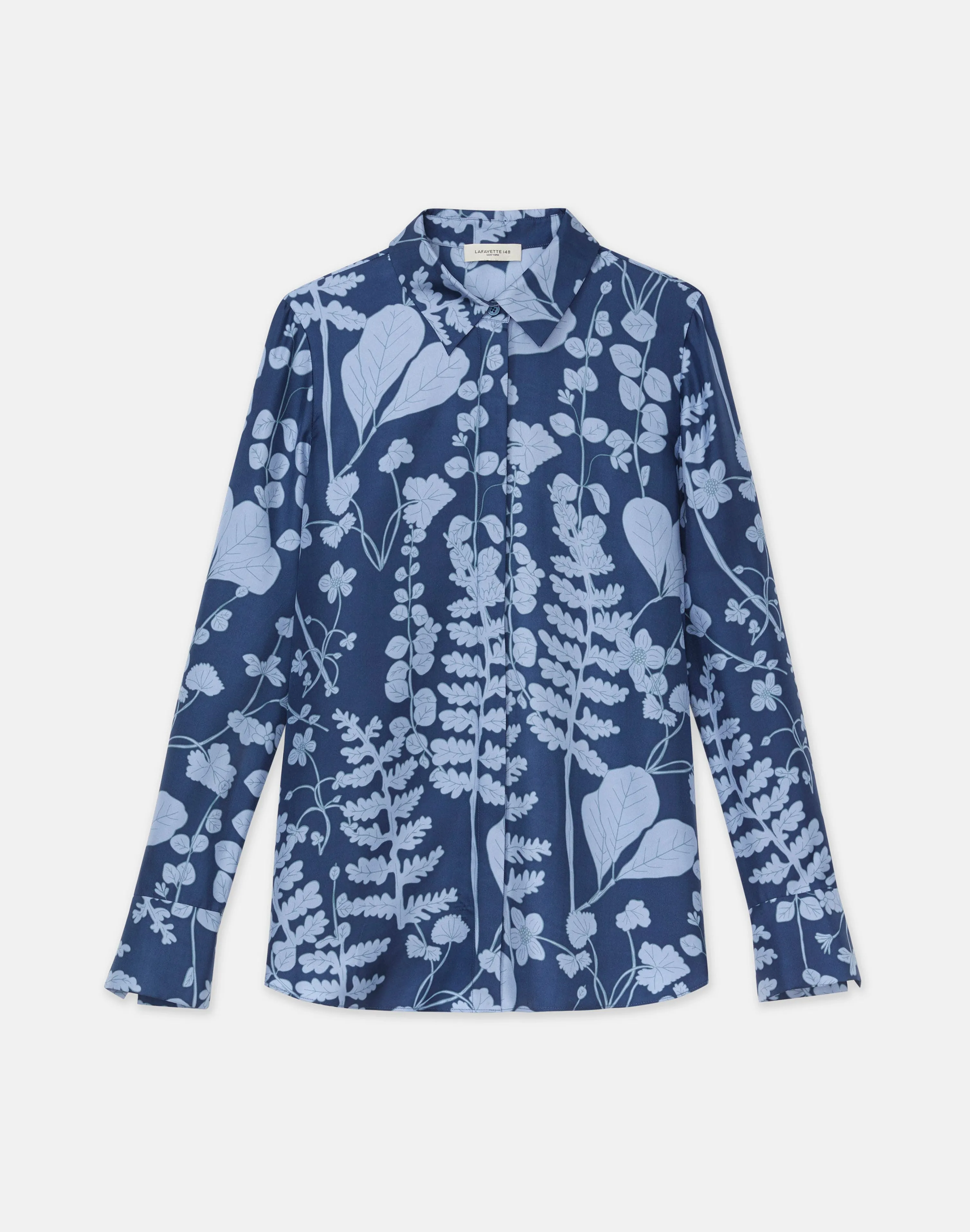 Flora Print Silk Twill Buttoned Blouse