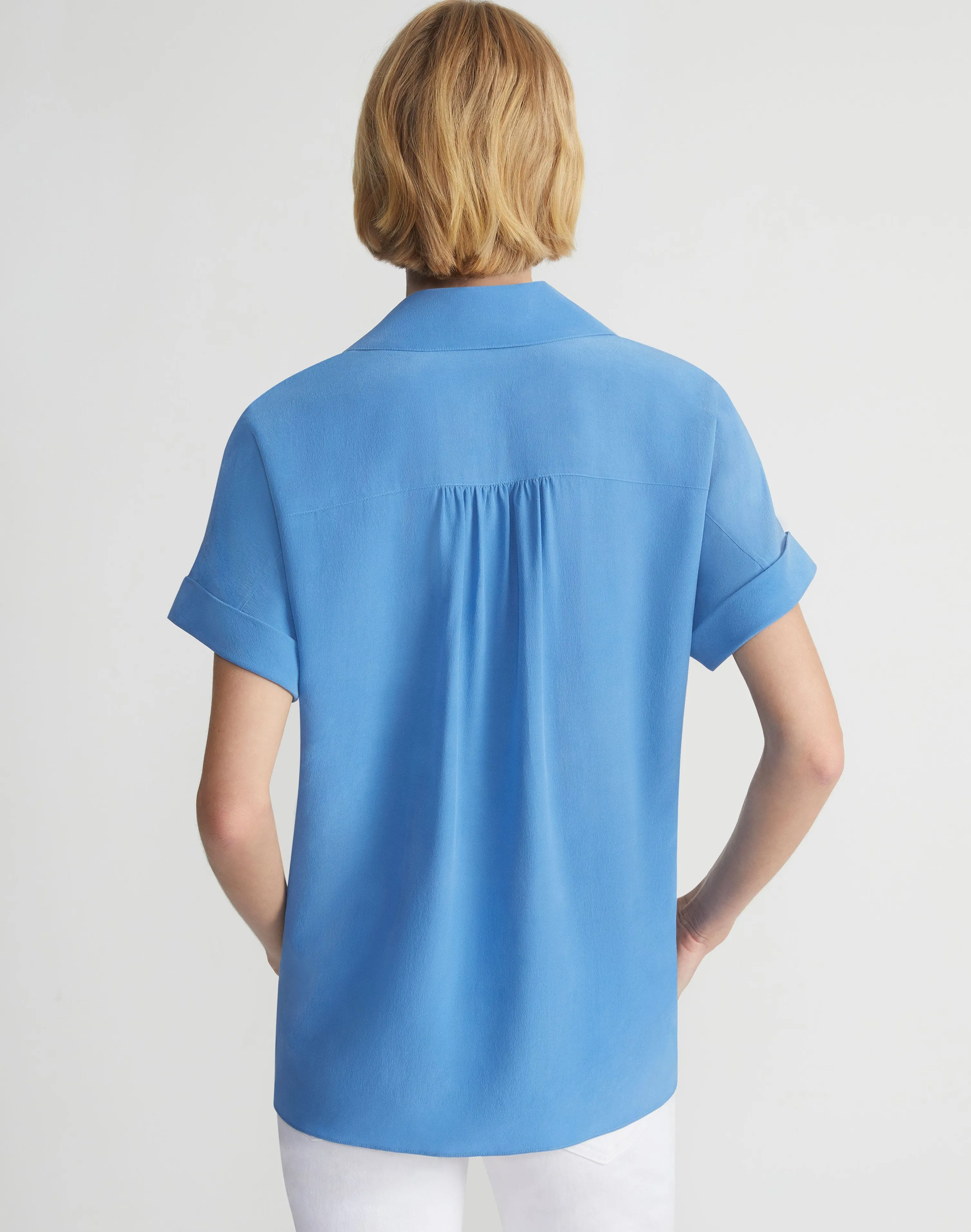 Sandwashed Silk Notch Collar Blouse