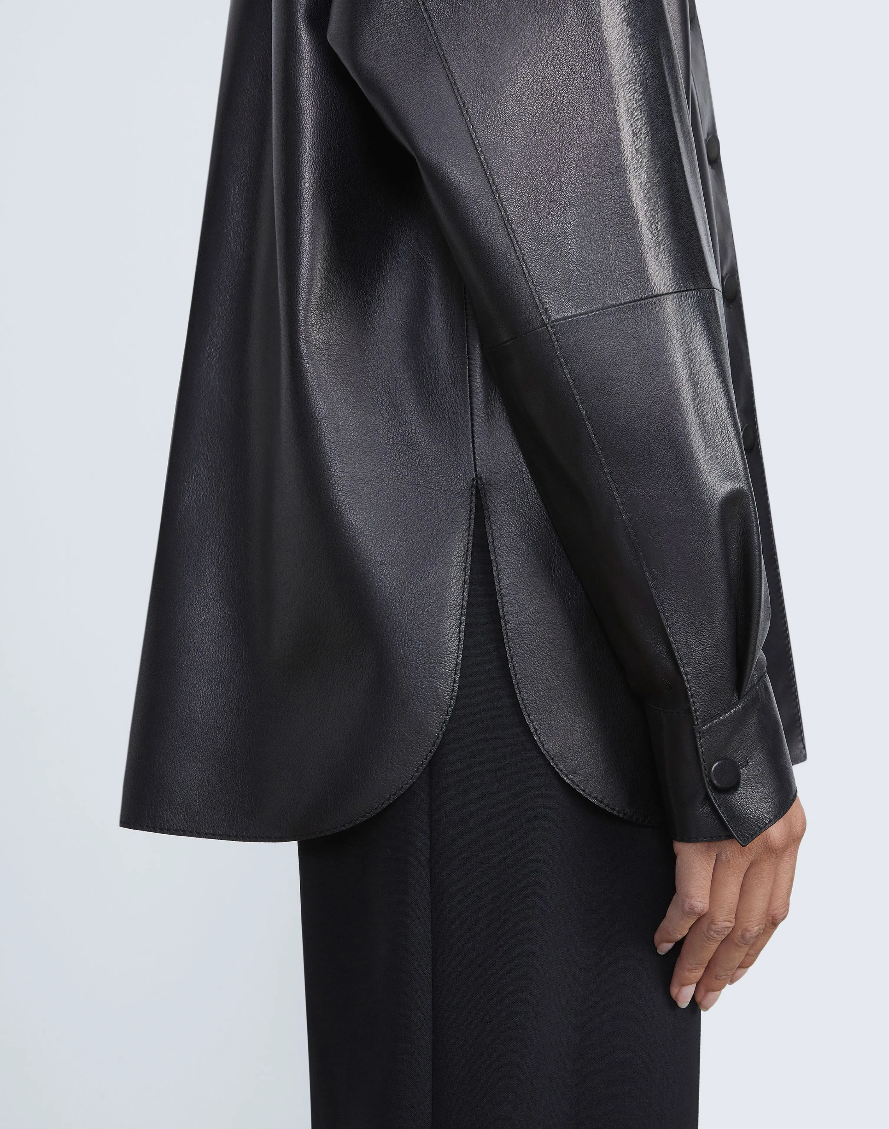 Nappa Lambskin Leather Shirt Jacket