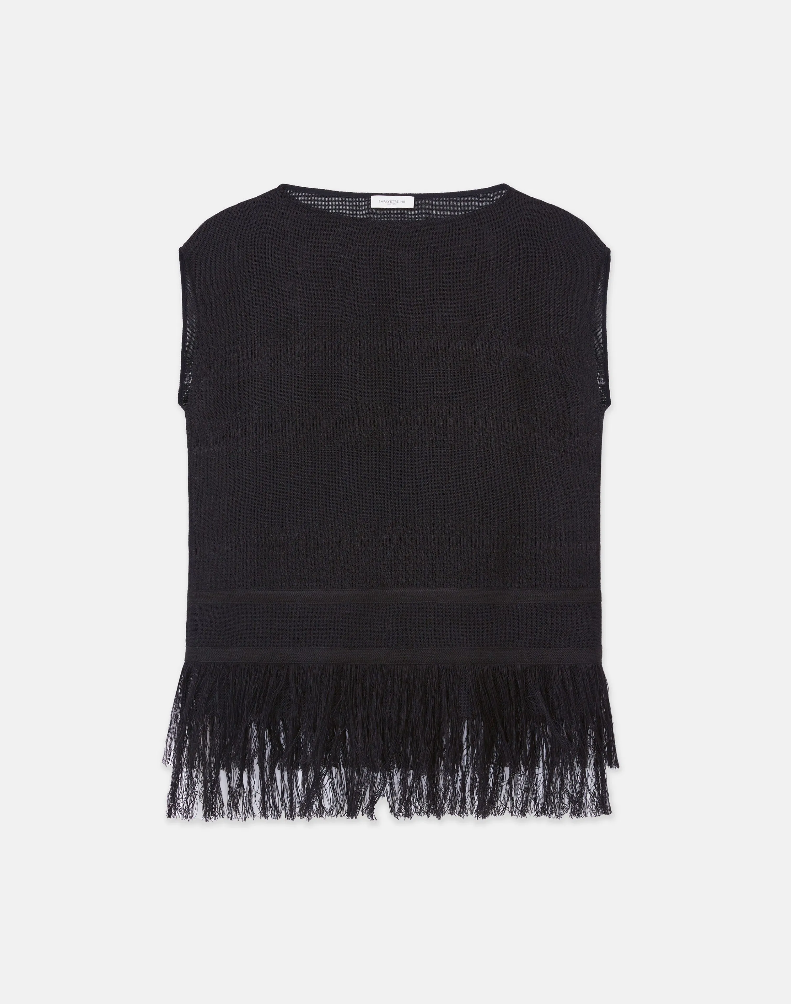 Burlap Jacquard Linen-Viscose Fringed Blouse