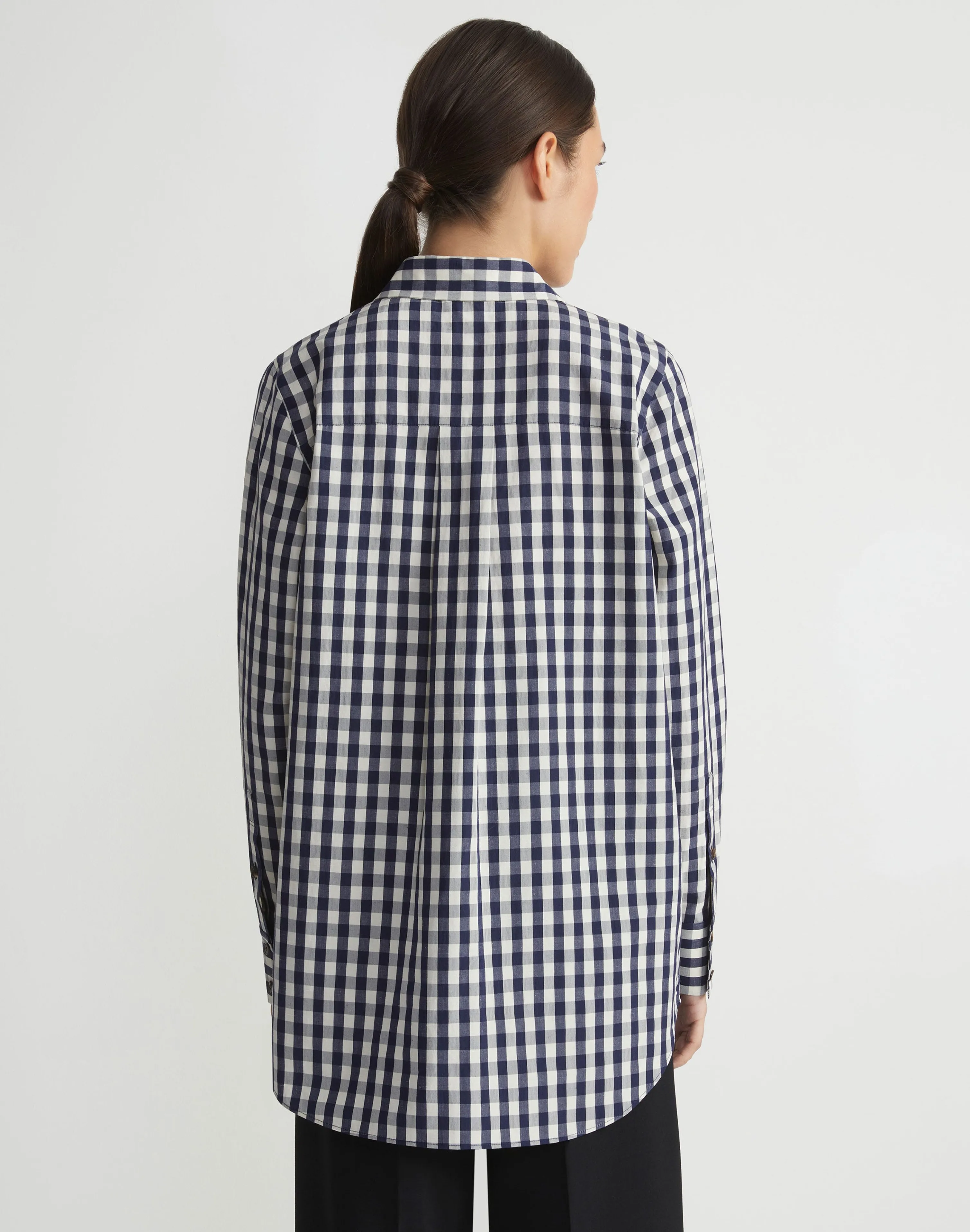 Gingham Crinkle Cotton-Linen Oversized Shirt
