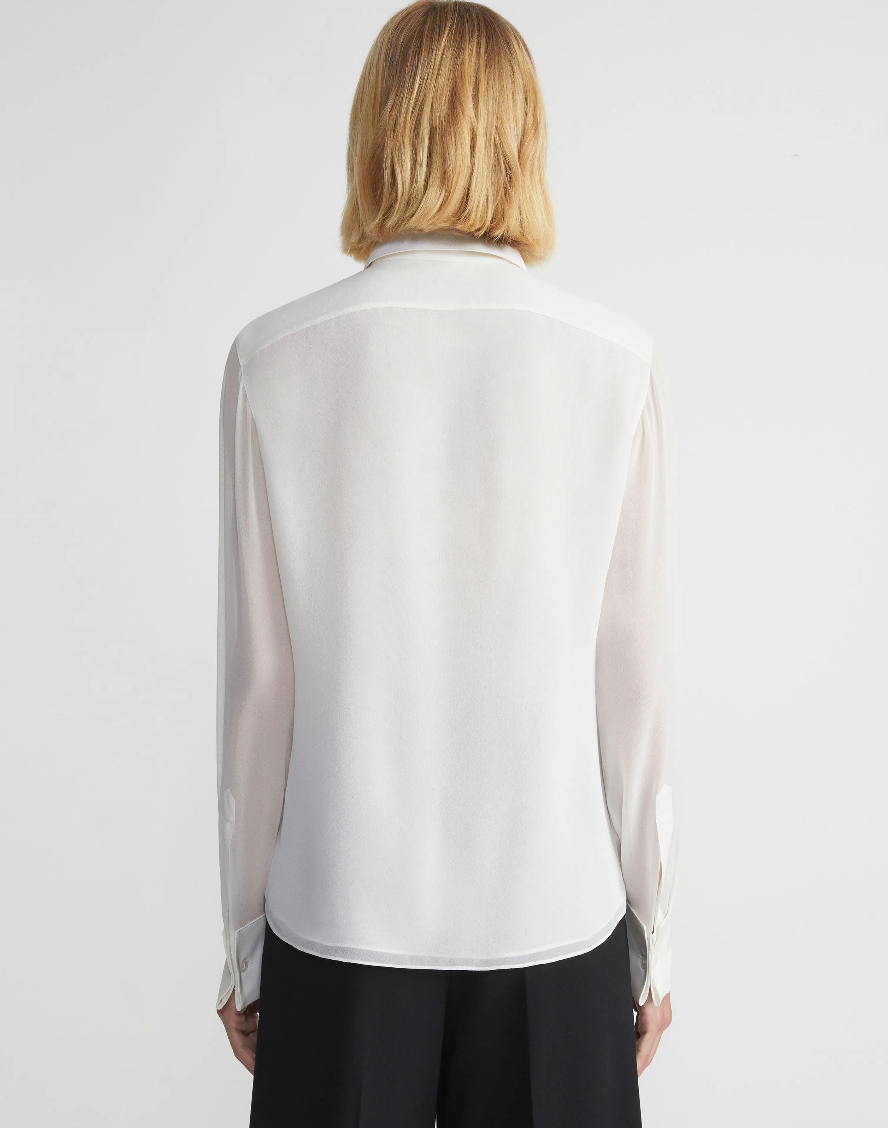 Silk Georgette Pintuck Bib Blouse