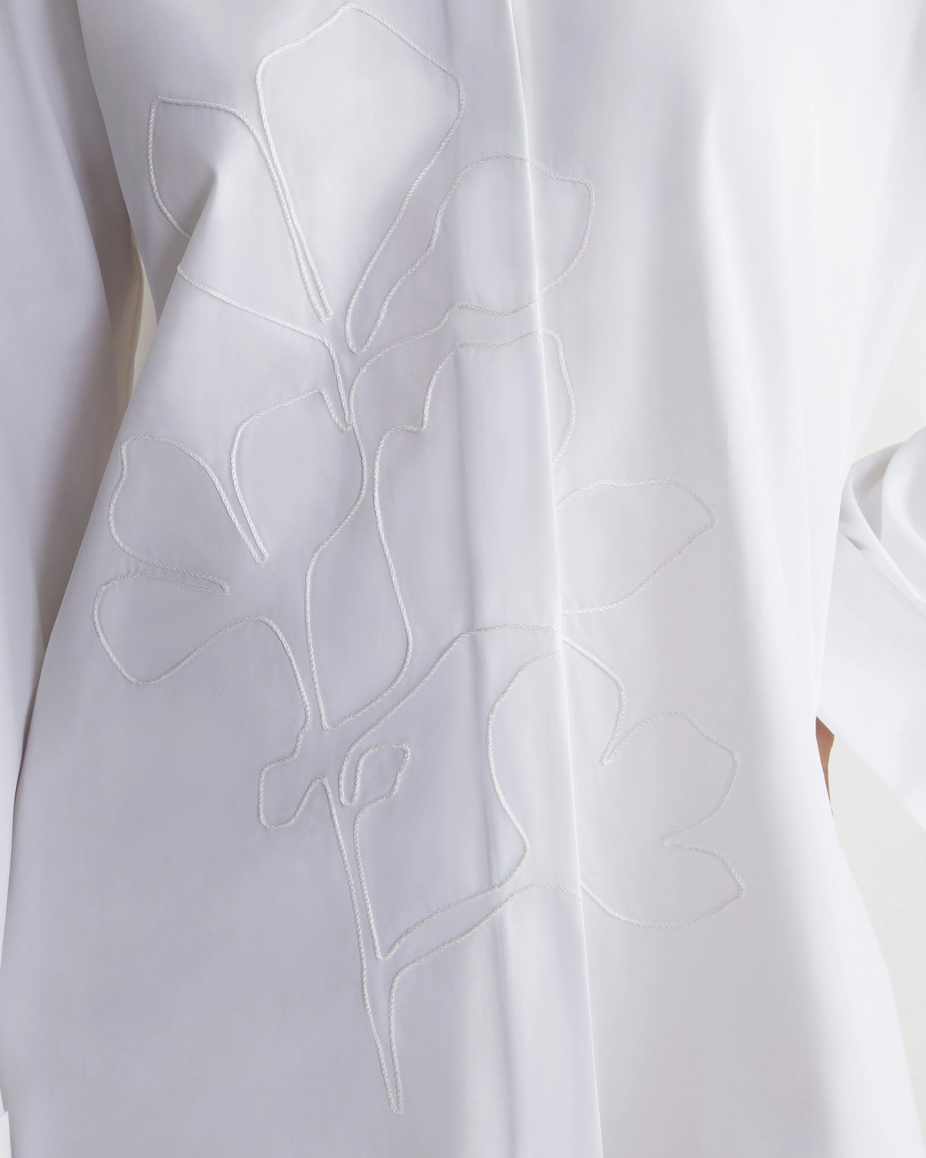 Embroidered Rose Organic Cotton Poplin Oversized Shirt