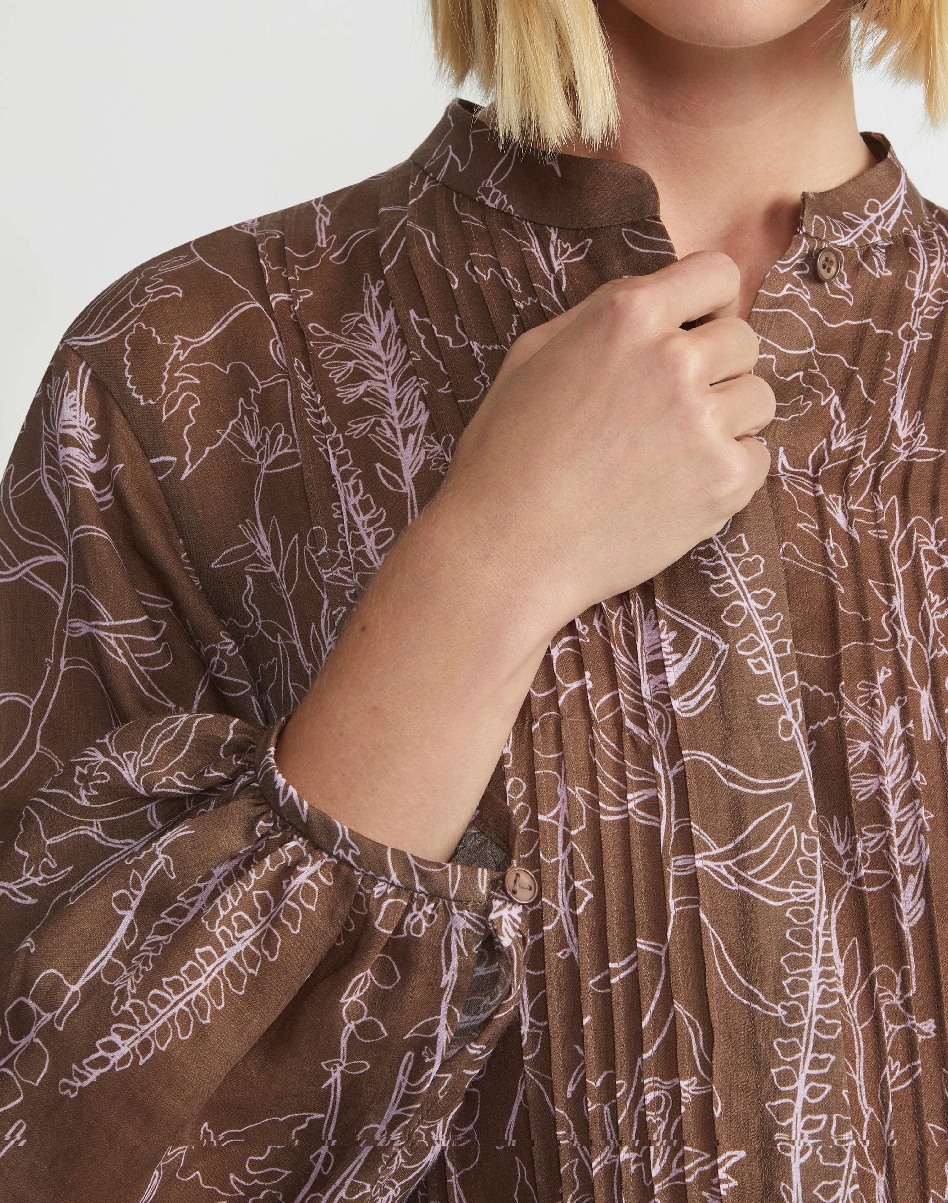 Flora Print Sustainable Gemma Cloth Voile Pintuck Blouse