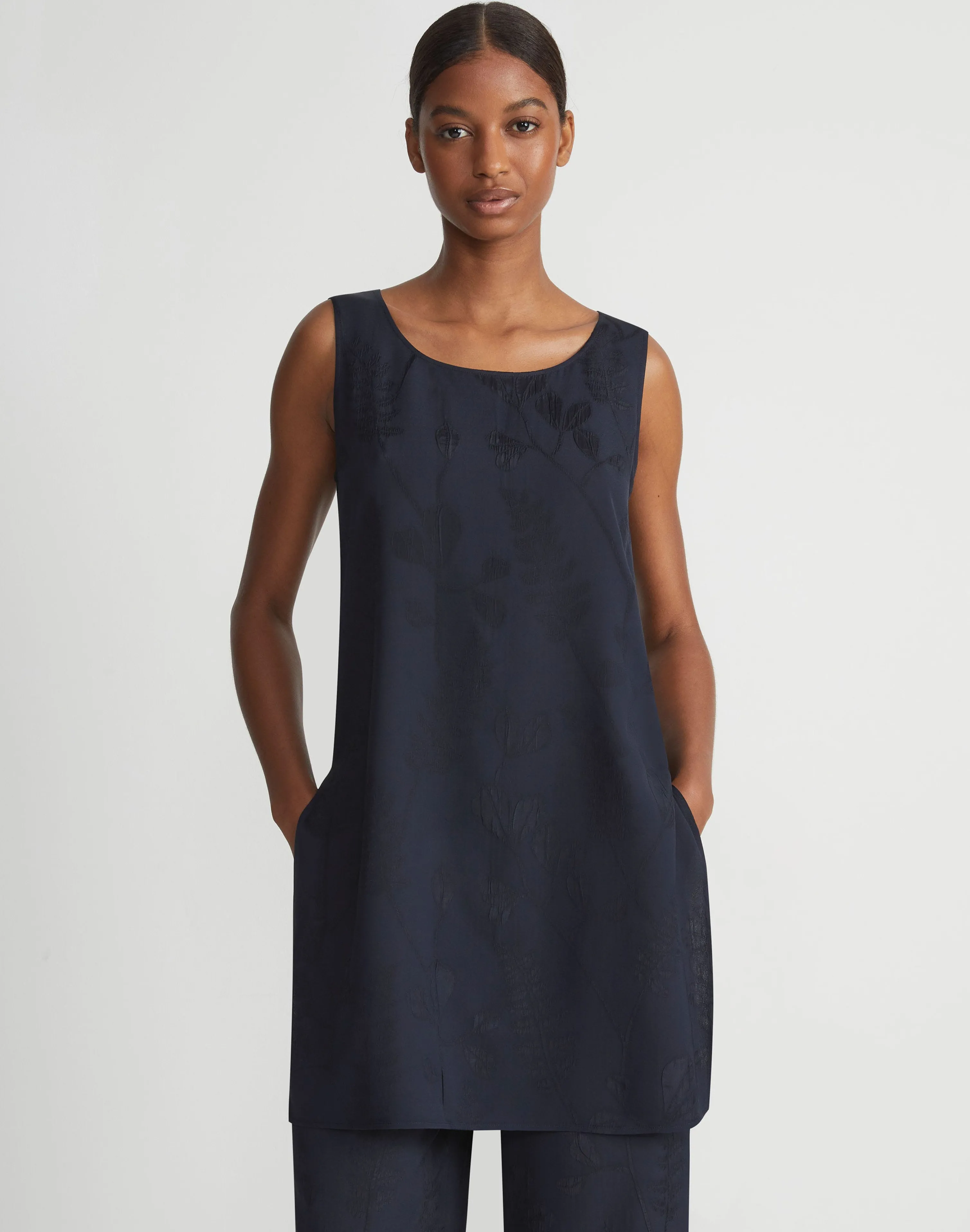 Flora Bloom Cloqué Jacquard Viscose Tunic Blouse