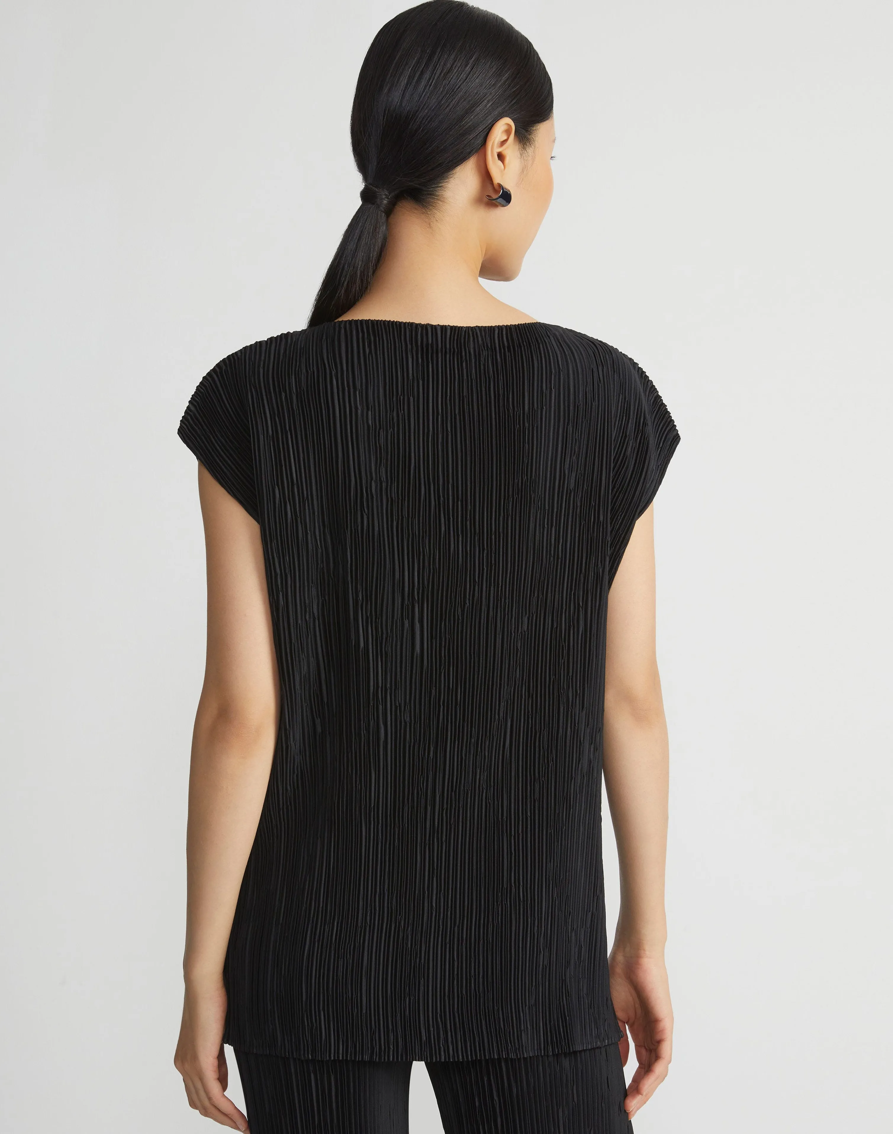 Recycled Poly Satin Plissé Dolman Blouse