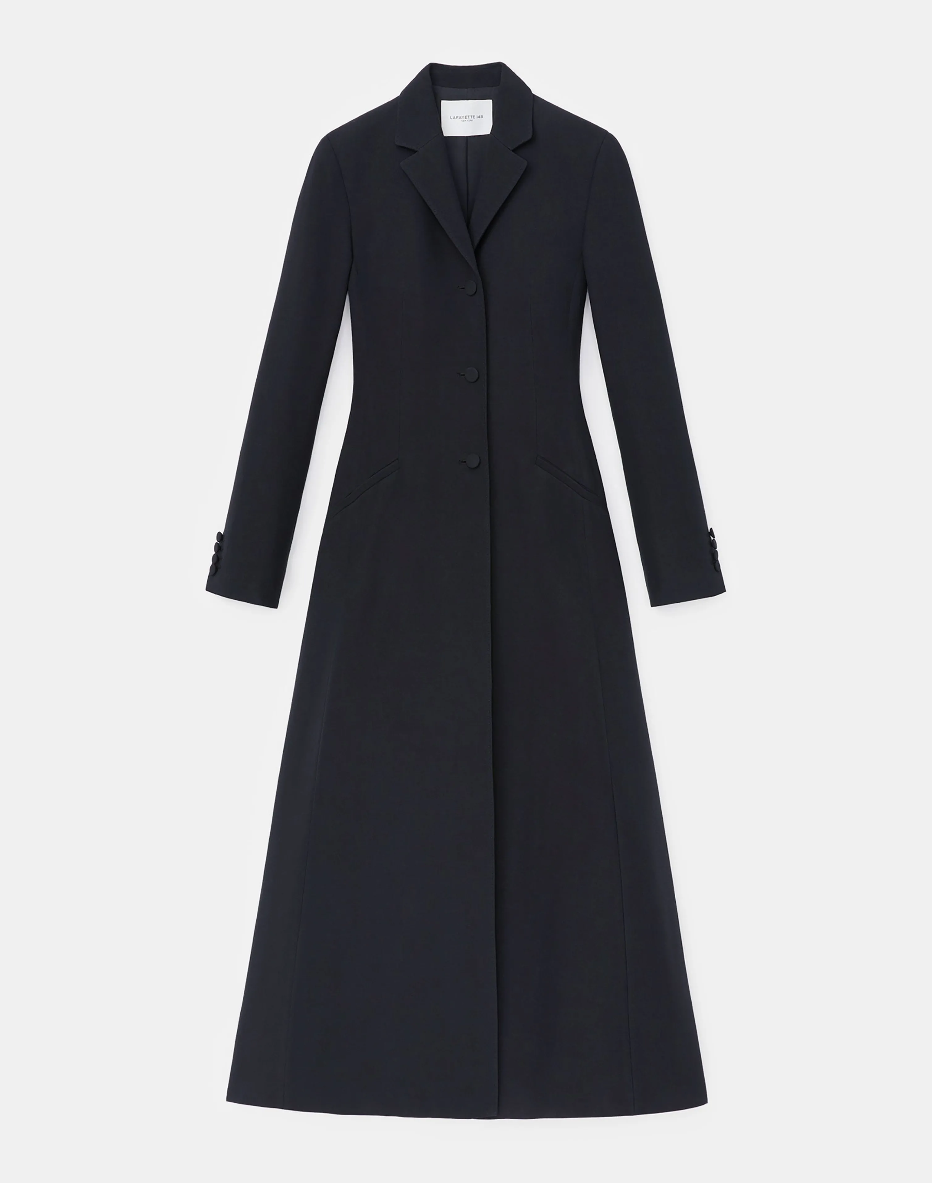 Wool-Silk Crepe Three-Button Academy Coat