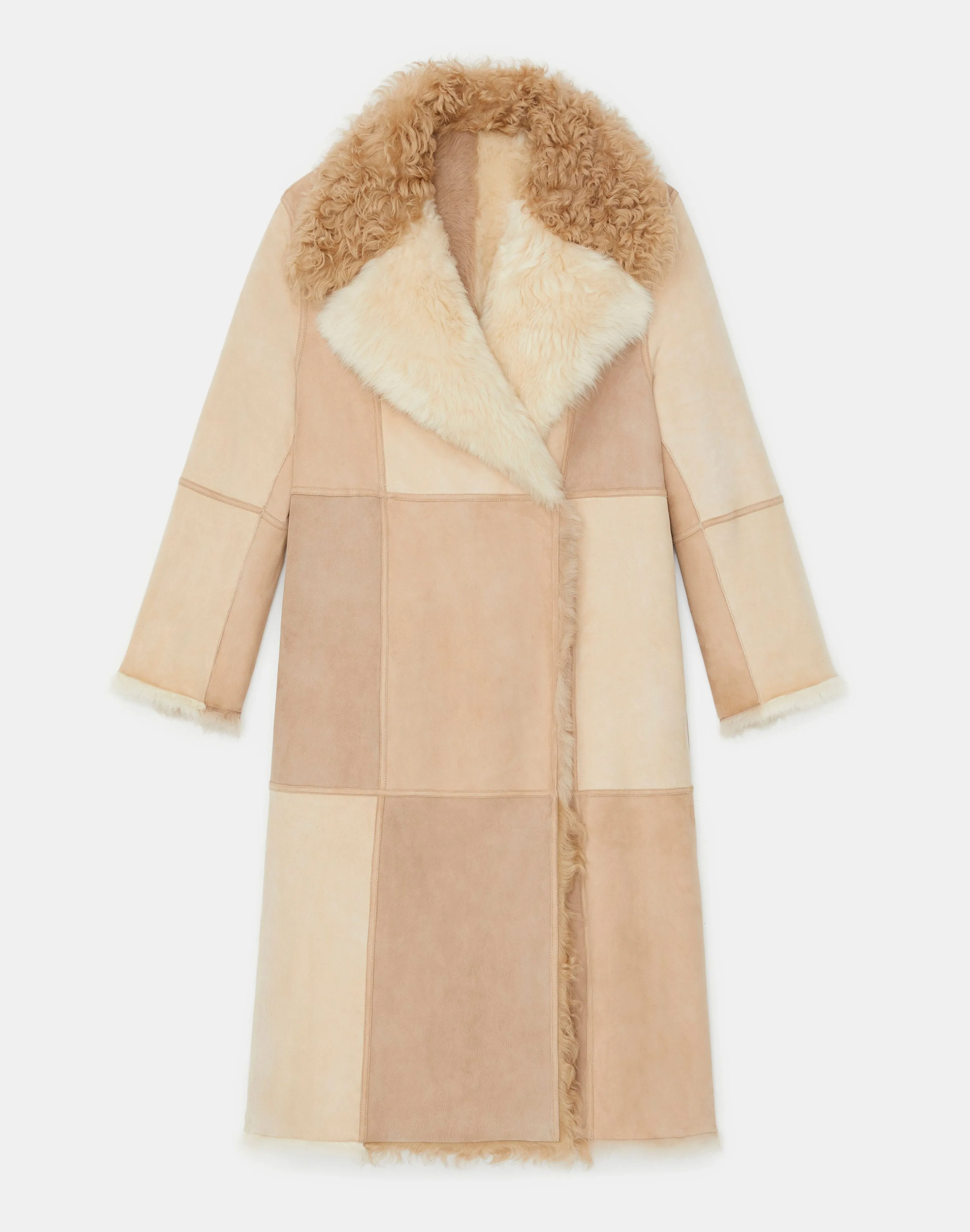 Long Hair Shearling Reversible Double-Breasted Overcoat