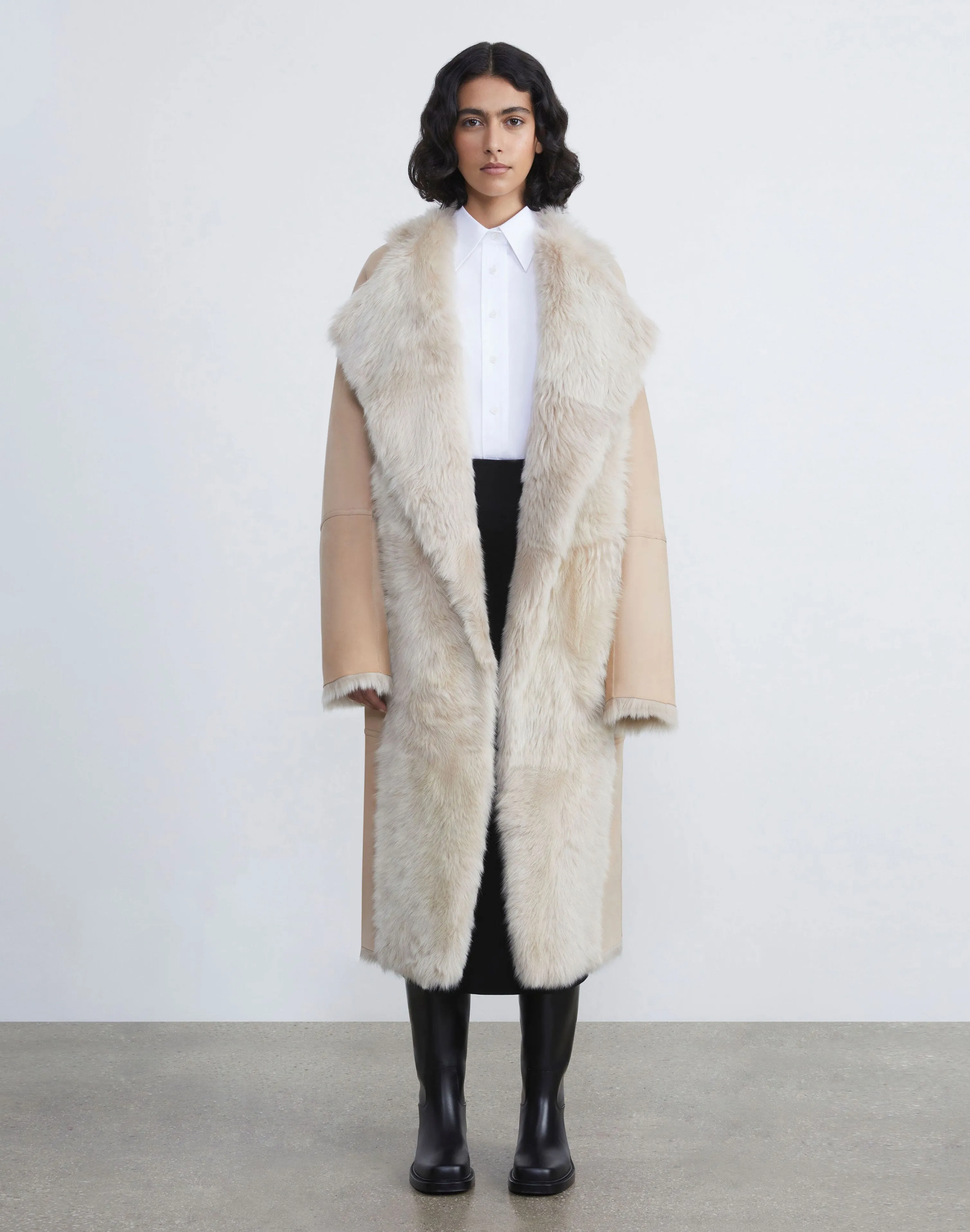 Long Hair Shearling Reversible Oversized Coat