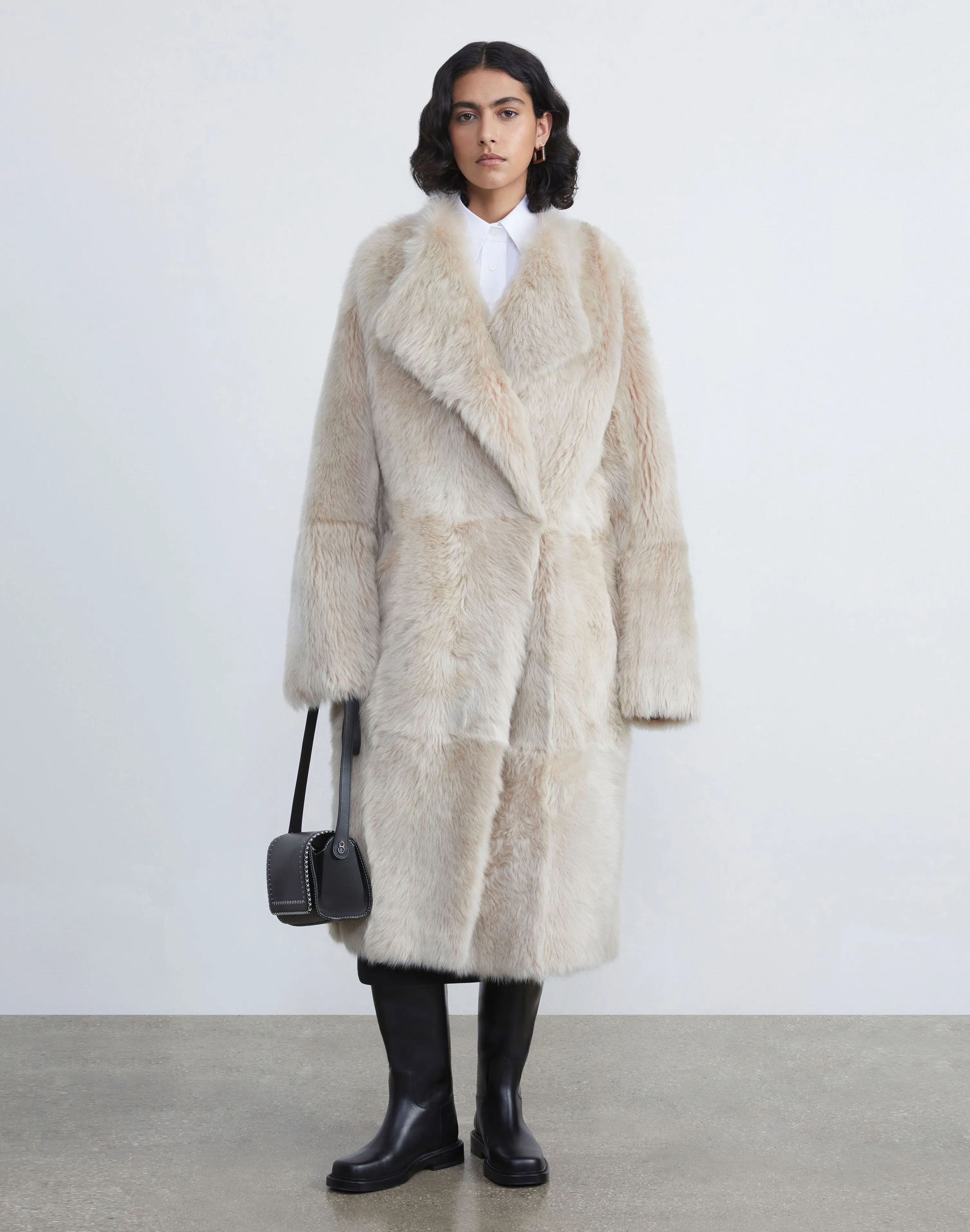 Long Hair Shearling Reversible Oversized Coat