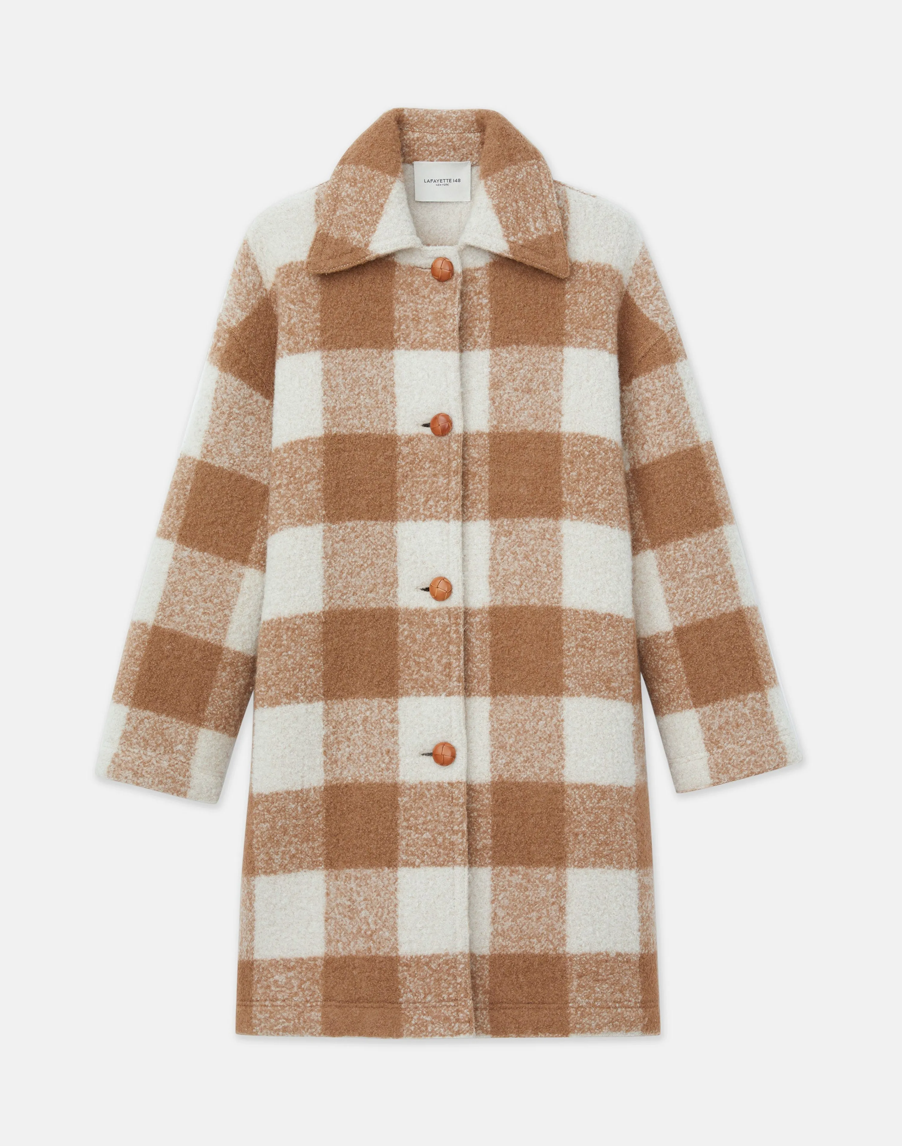 Gingham Alpaca-Wool Bouclé Double Face Oversized Coat