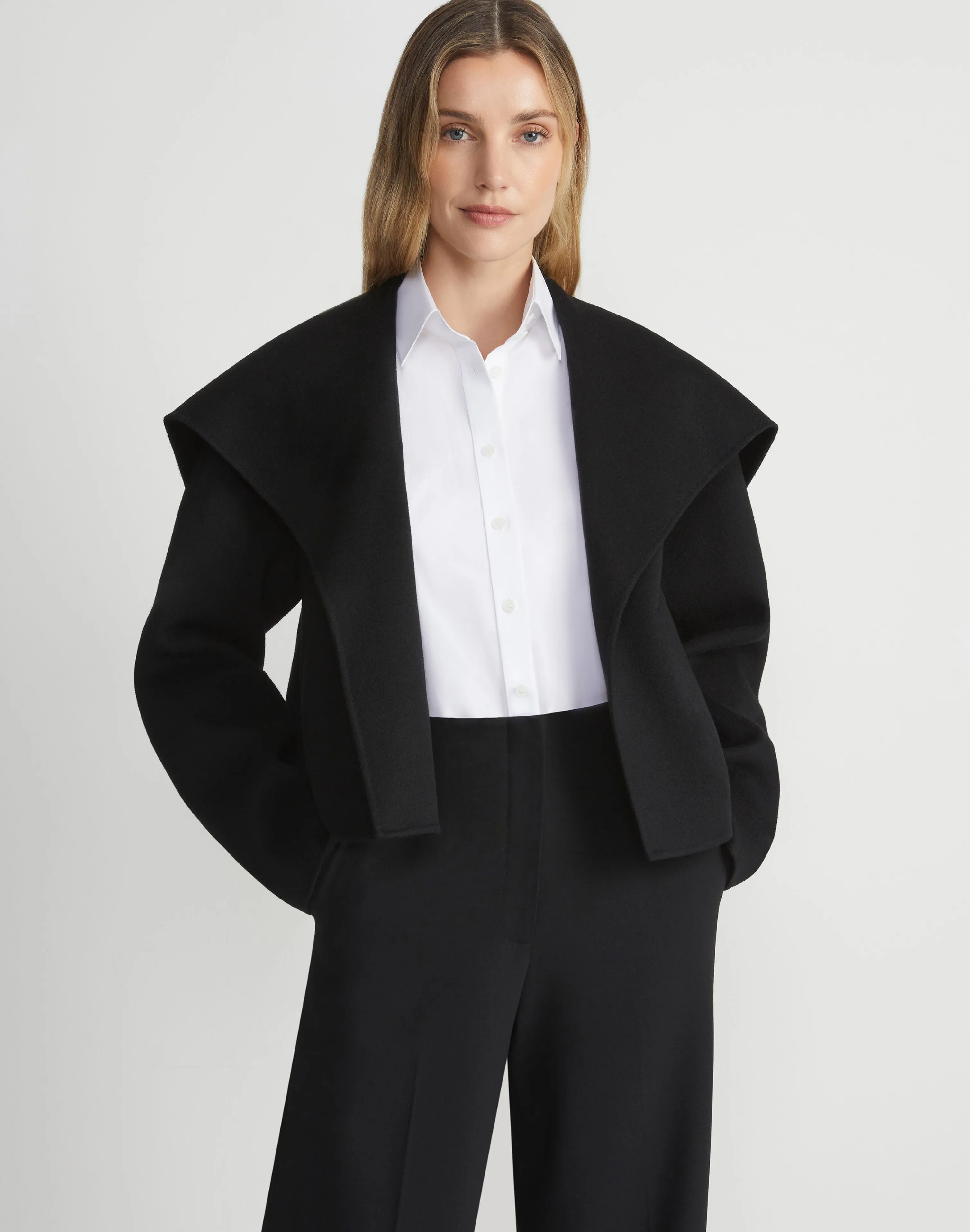 Wool-Cashmere Double Face Shawl Collar Oversized Coat