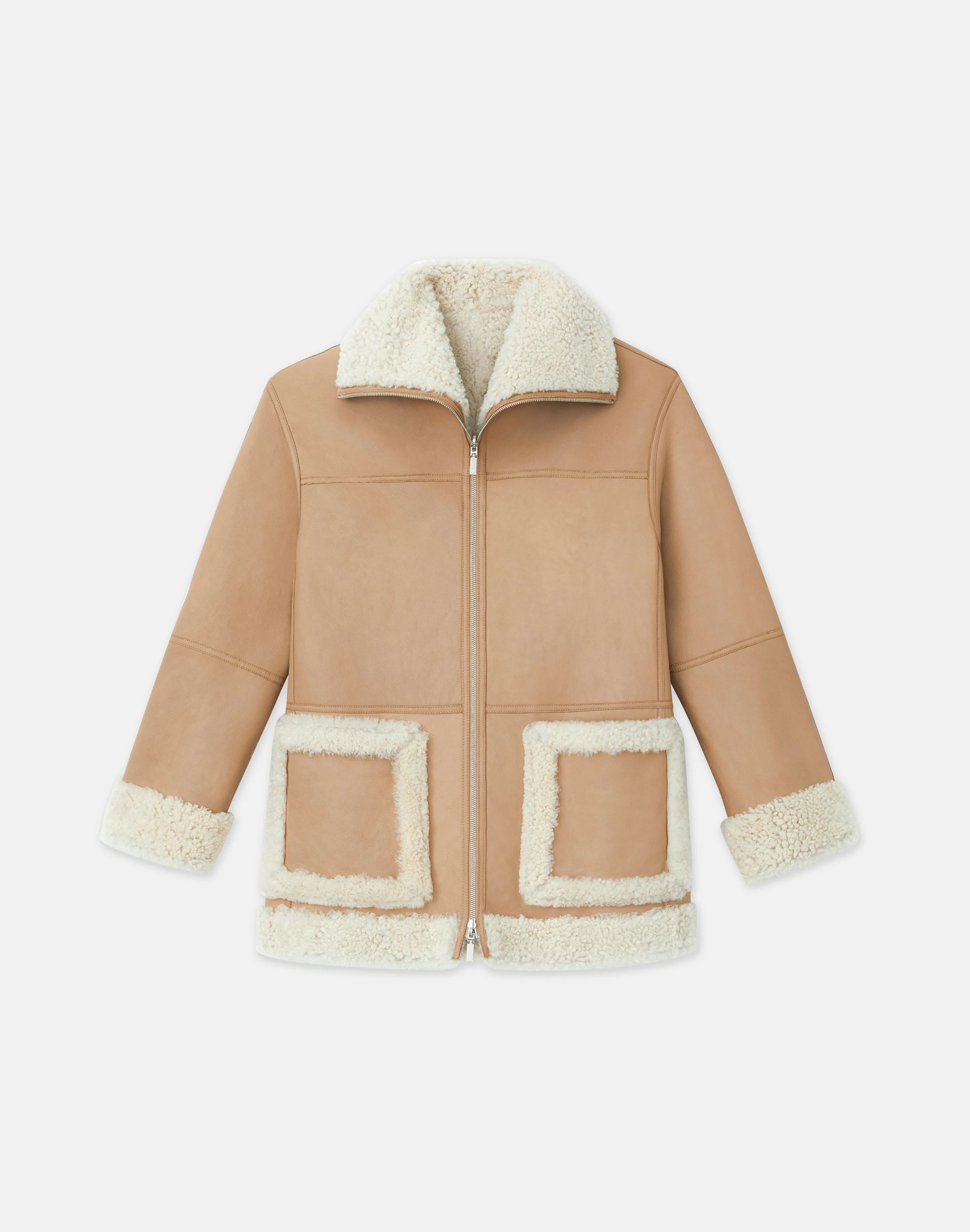 Wavy Lamb Shearling Reversible Coat
