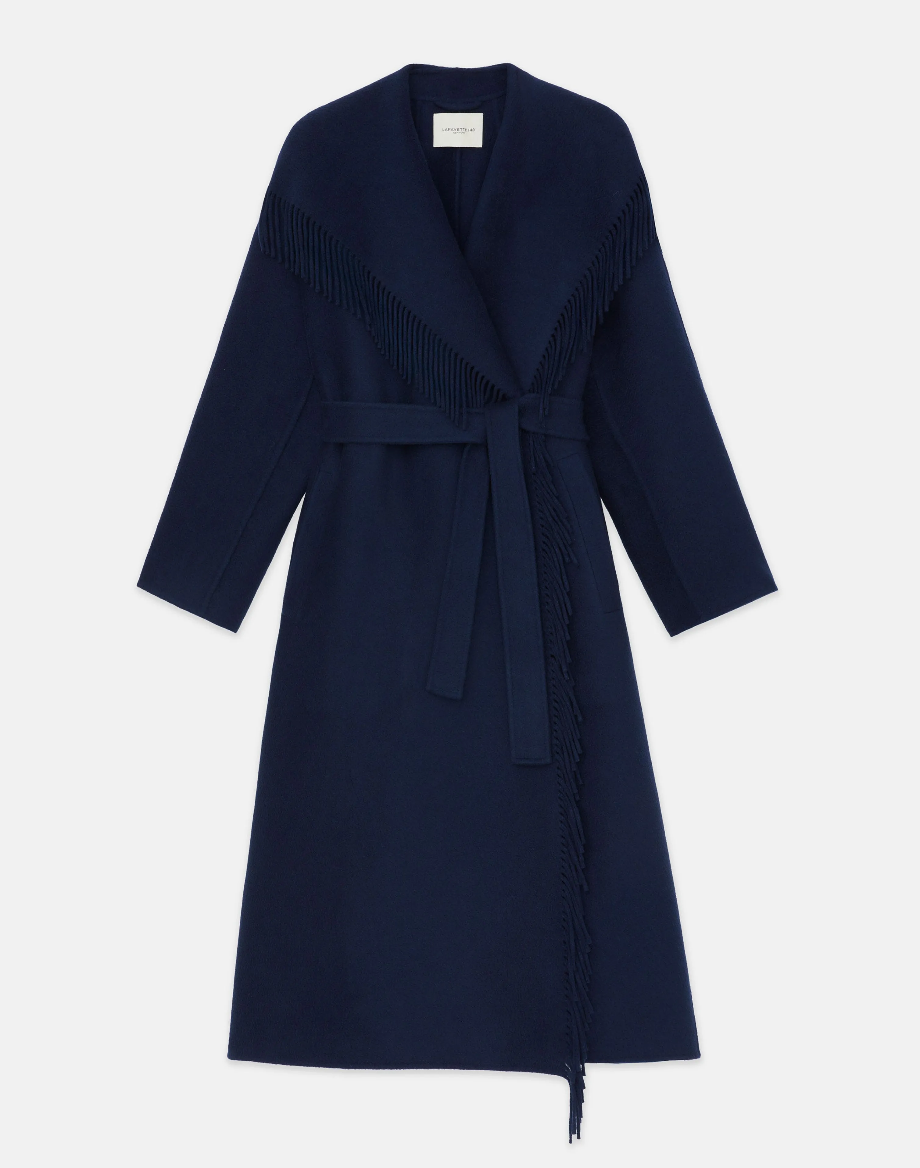 Brushed Cashmere Double Face Fringed Oversized Coat