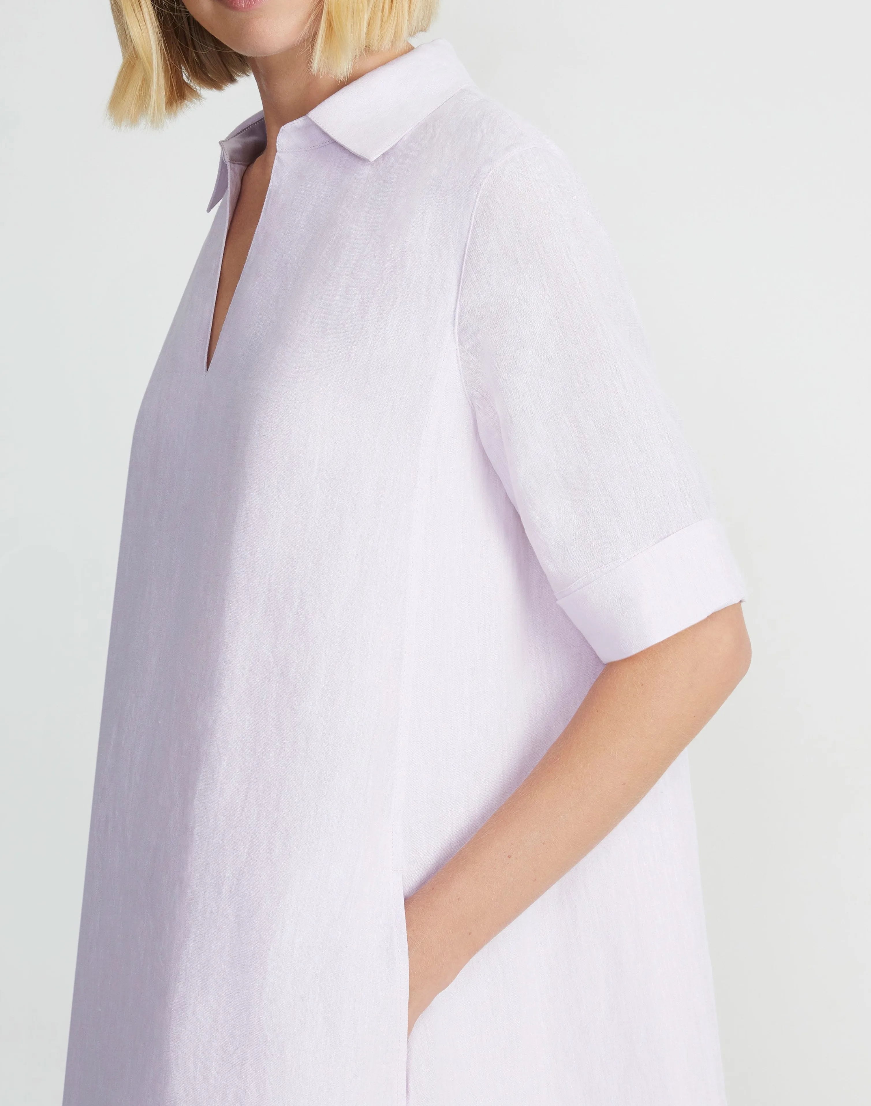 Organic Linen Short Sleeve Popover Dress
