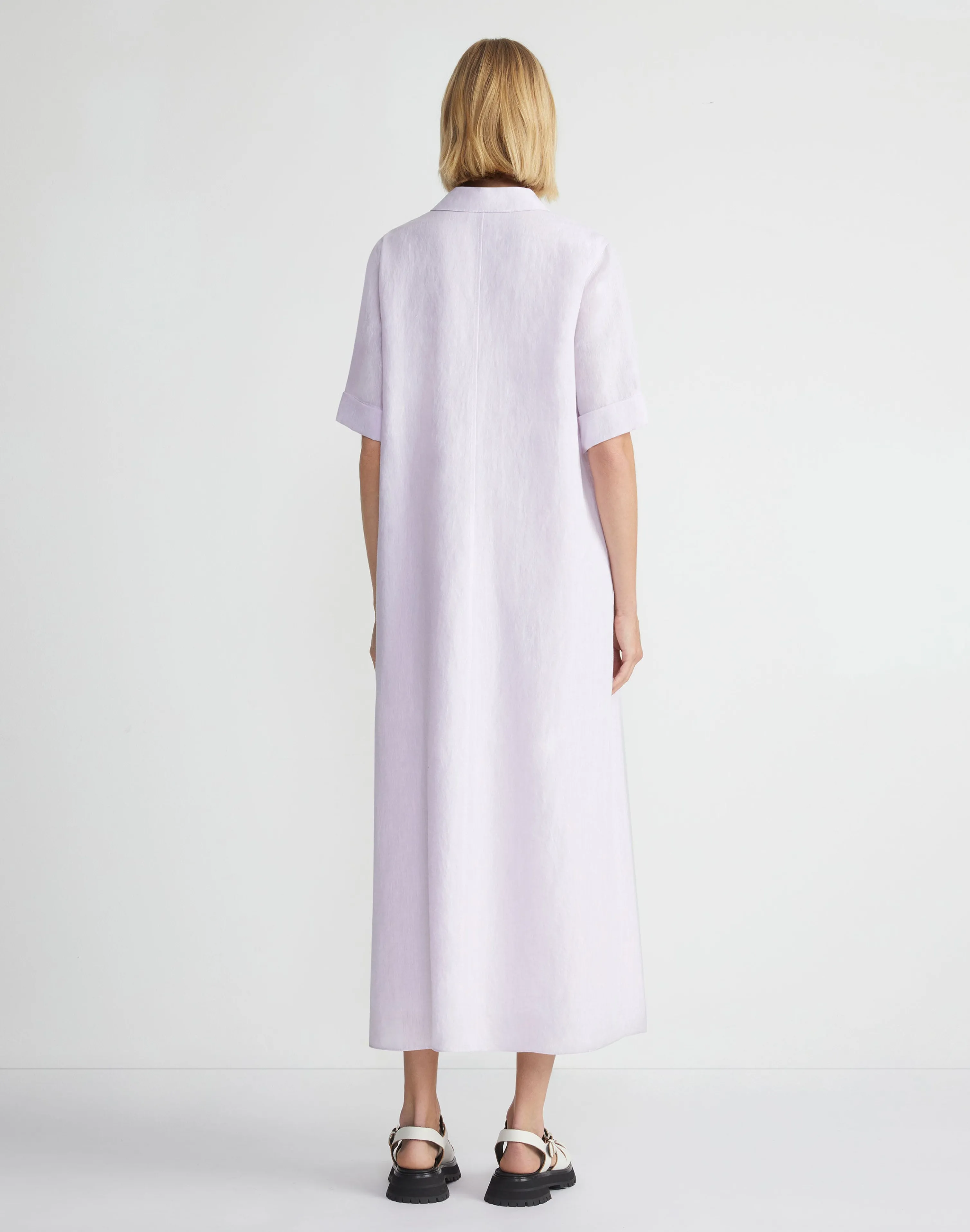Organic Linen Short Sleeve Popover Dress