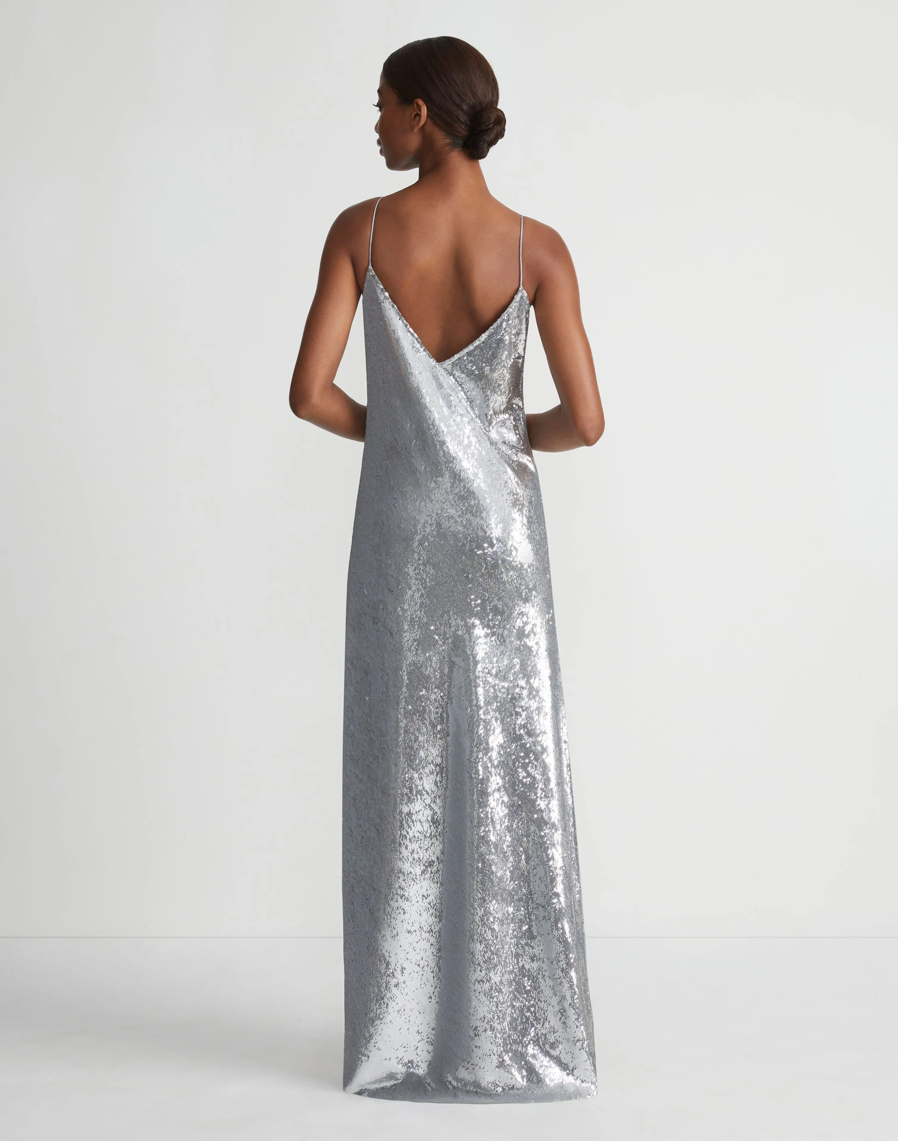 Sequin Chiffon Bias Gown
