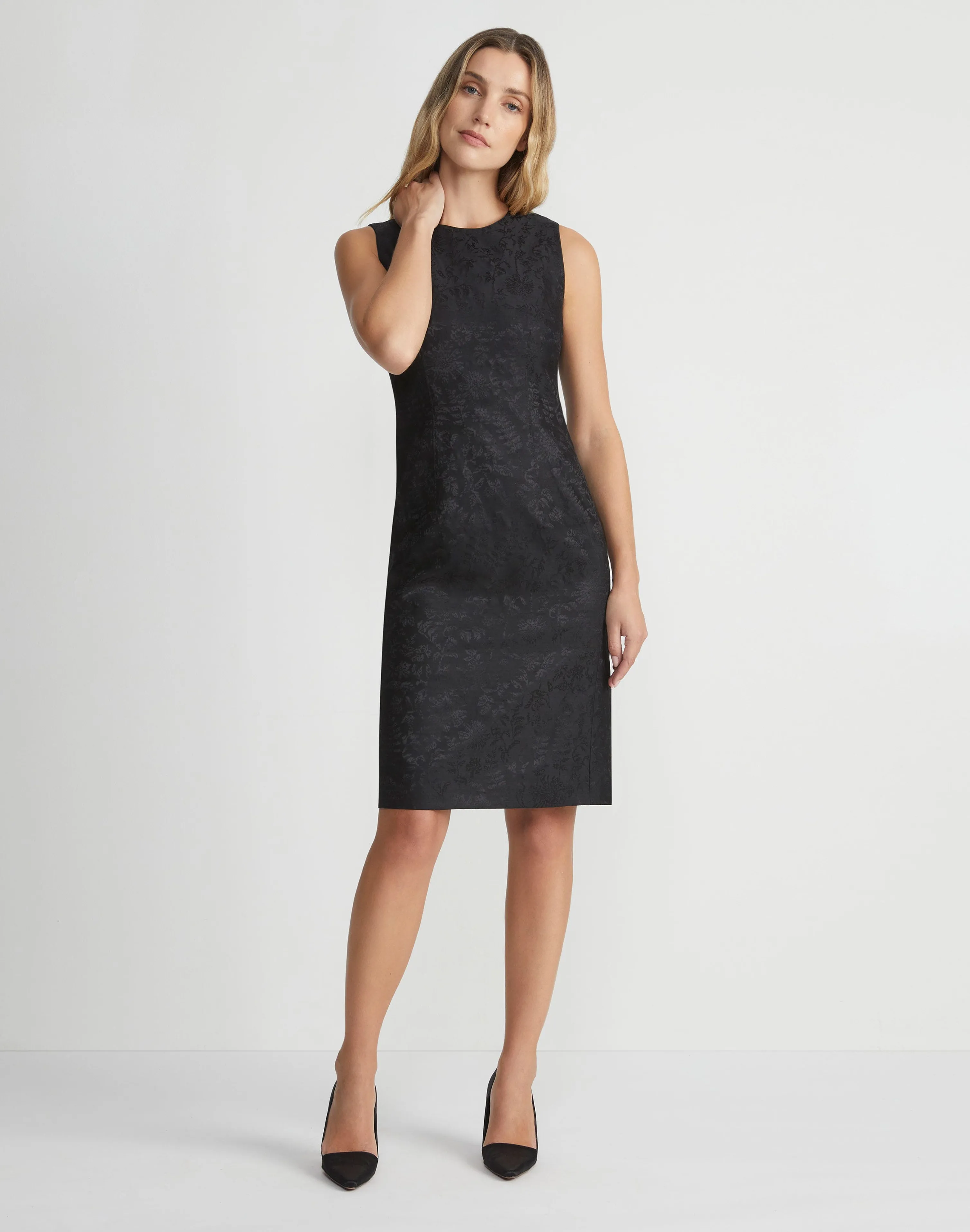 Flora Bloom Jacquard Wool-Silk Sheath Dress
