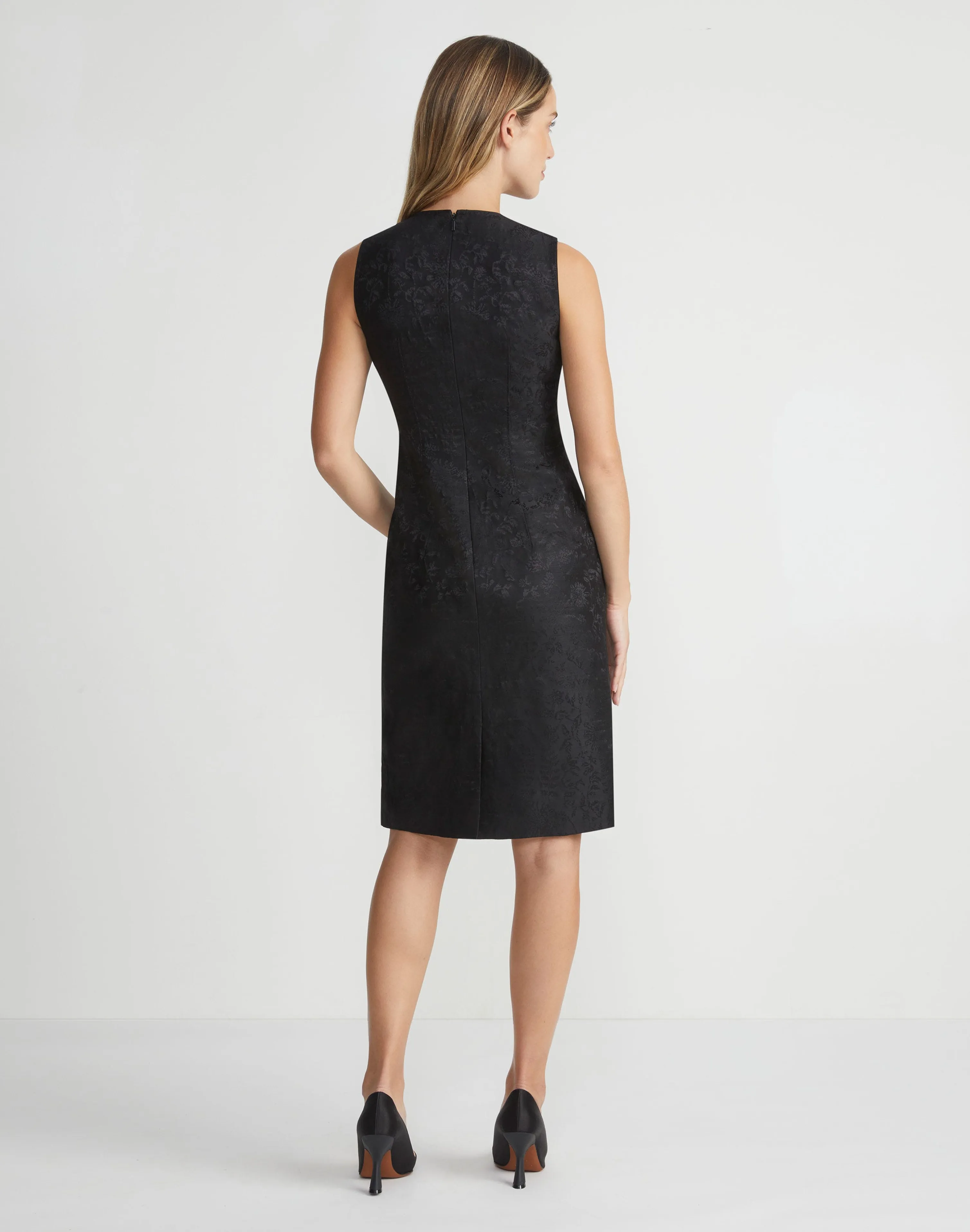 Flora Bloom Jacquard Wool-Silk Sheath Dress