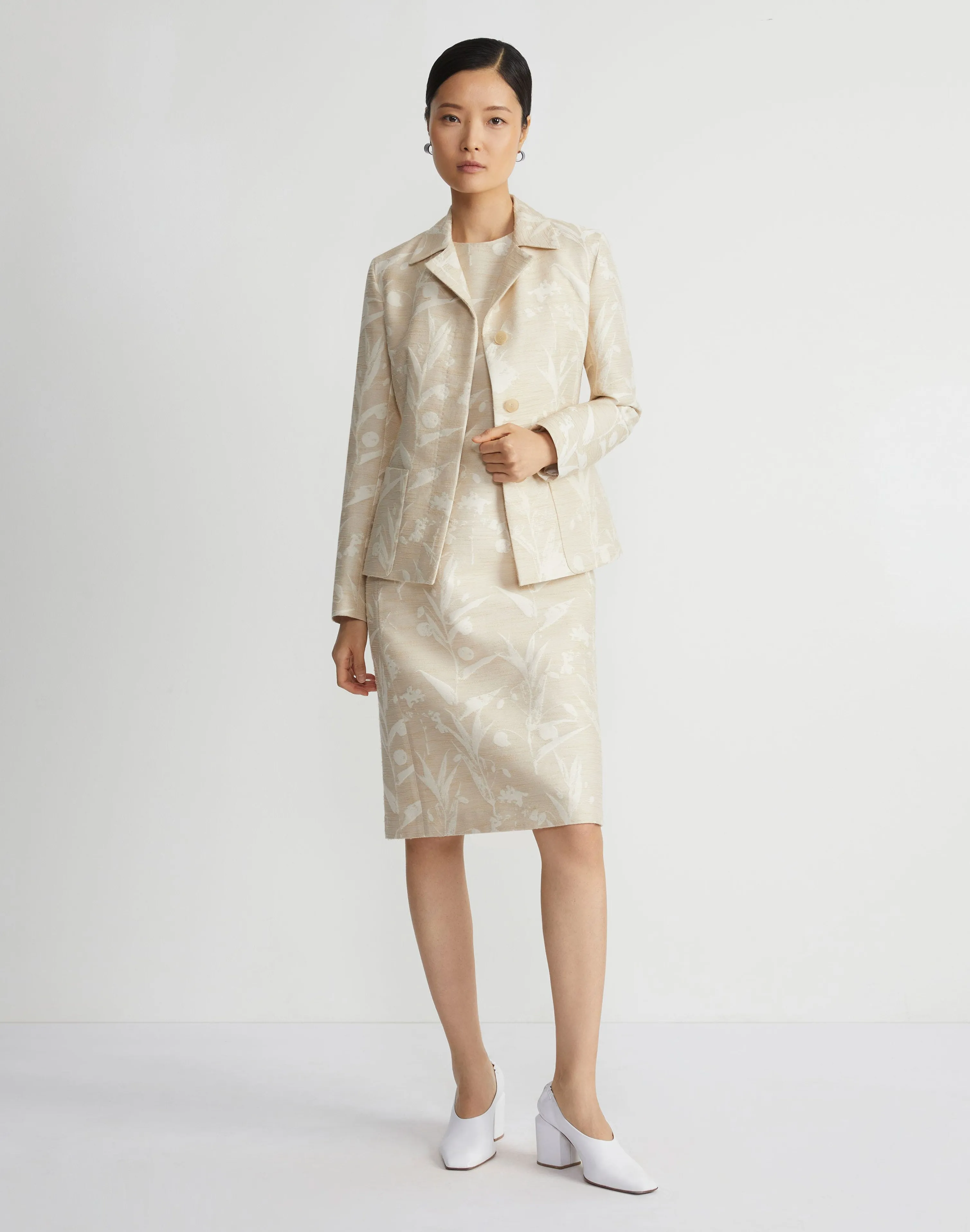 Eco Flora Jacquard Cotton-Silk Sheath Dress