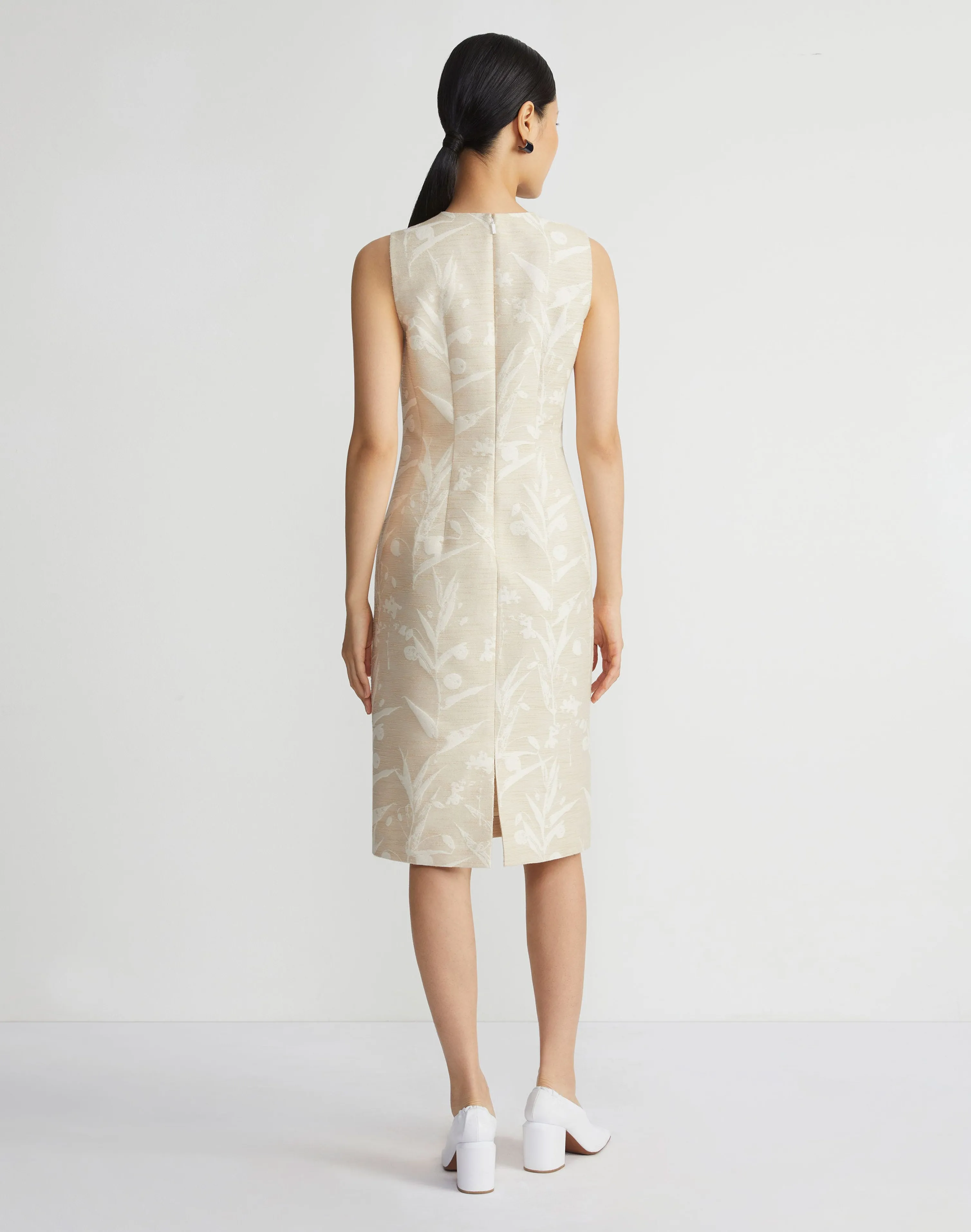 Eco Flora Jacquard Cotton-Silk Sheath Dress