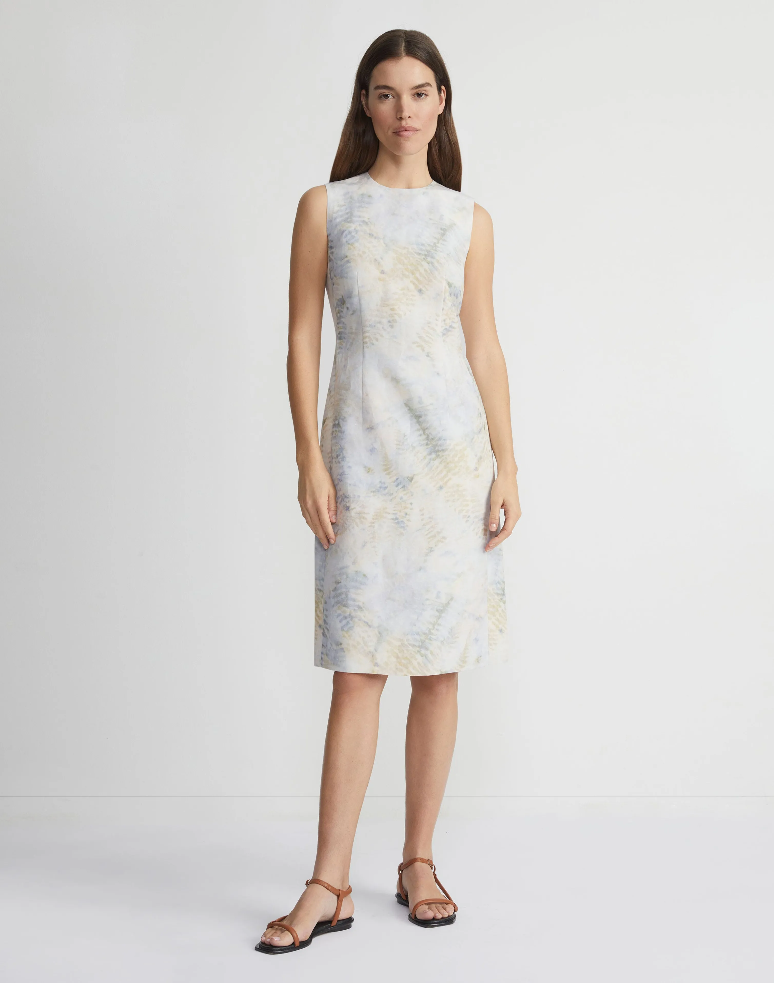 Eco Fern Warp Print Linen Sheath Dress