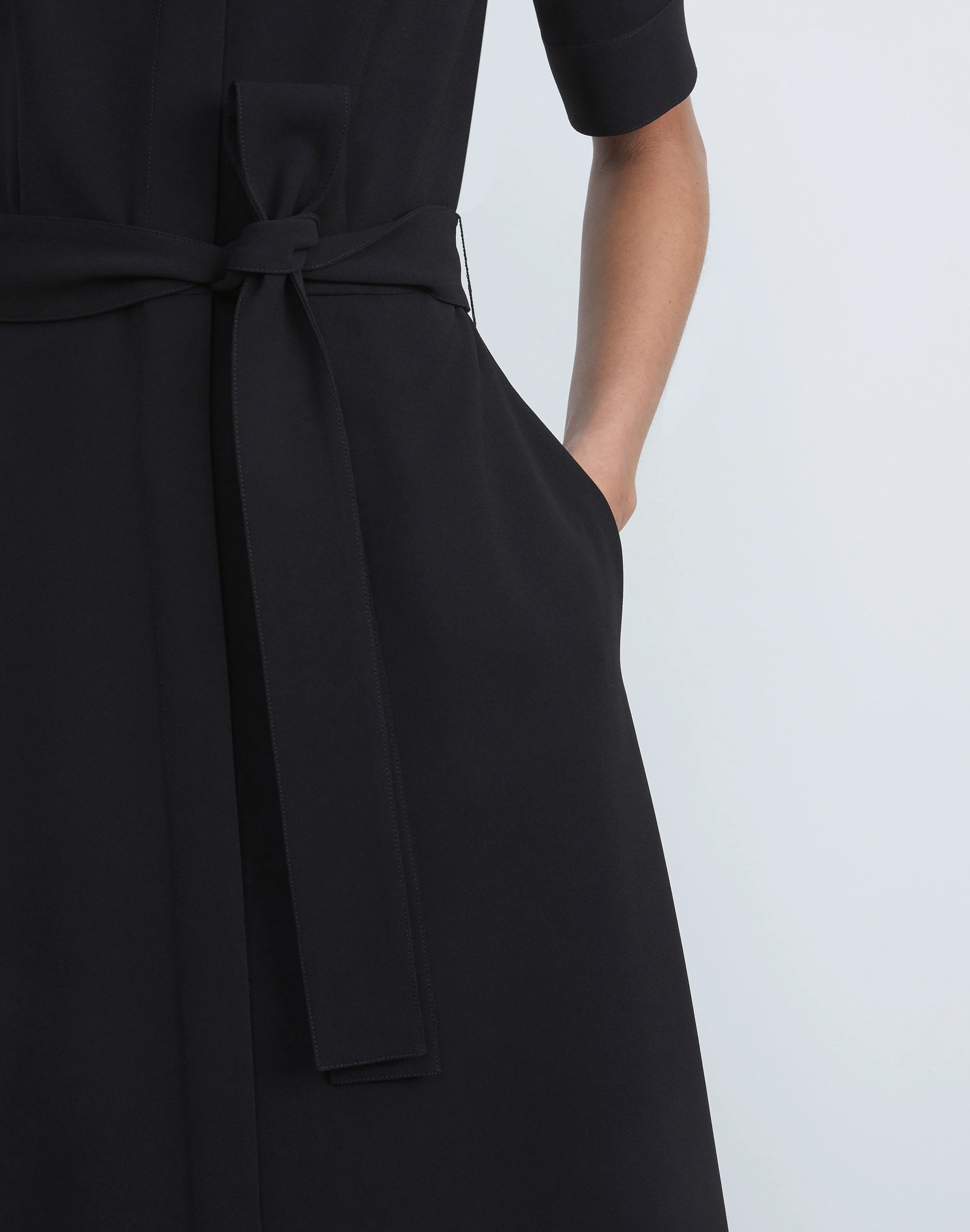 Finesse Crepe Belted Shirtdress