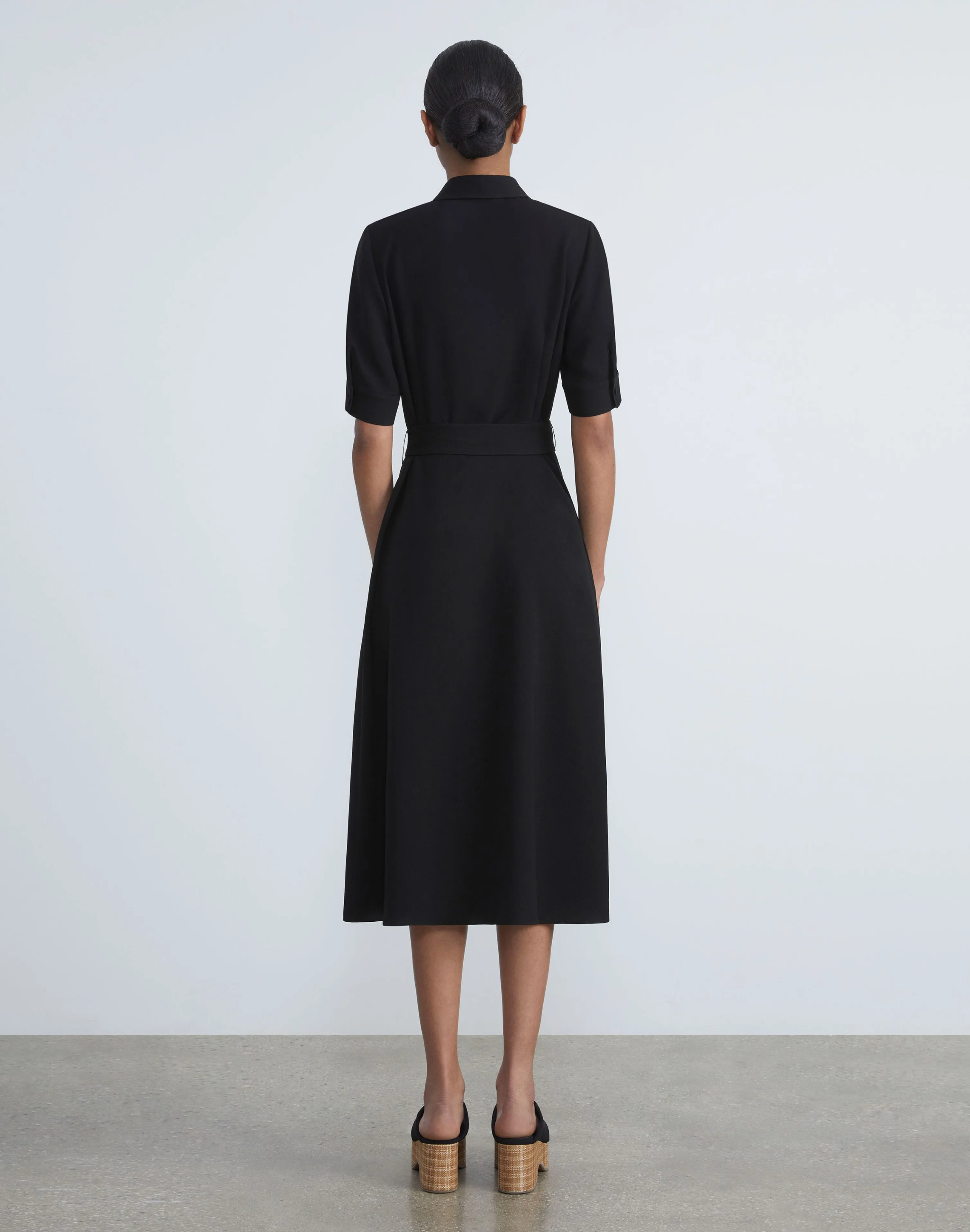 Finesse Crepe Belted Shirtdress