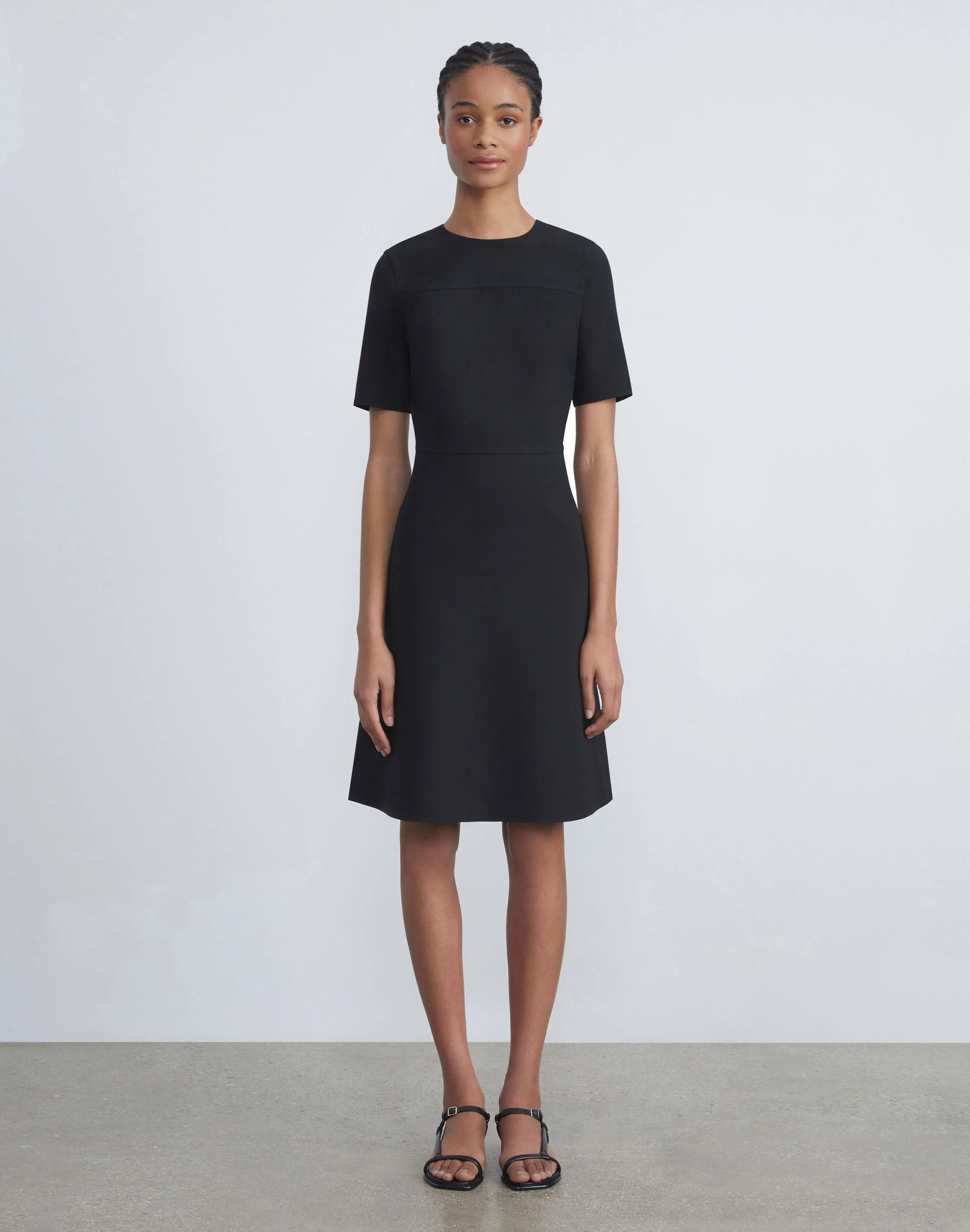 Wool-Silk Crepe A-Line Dress