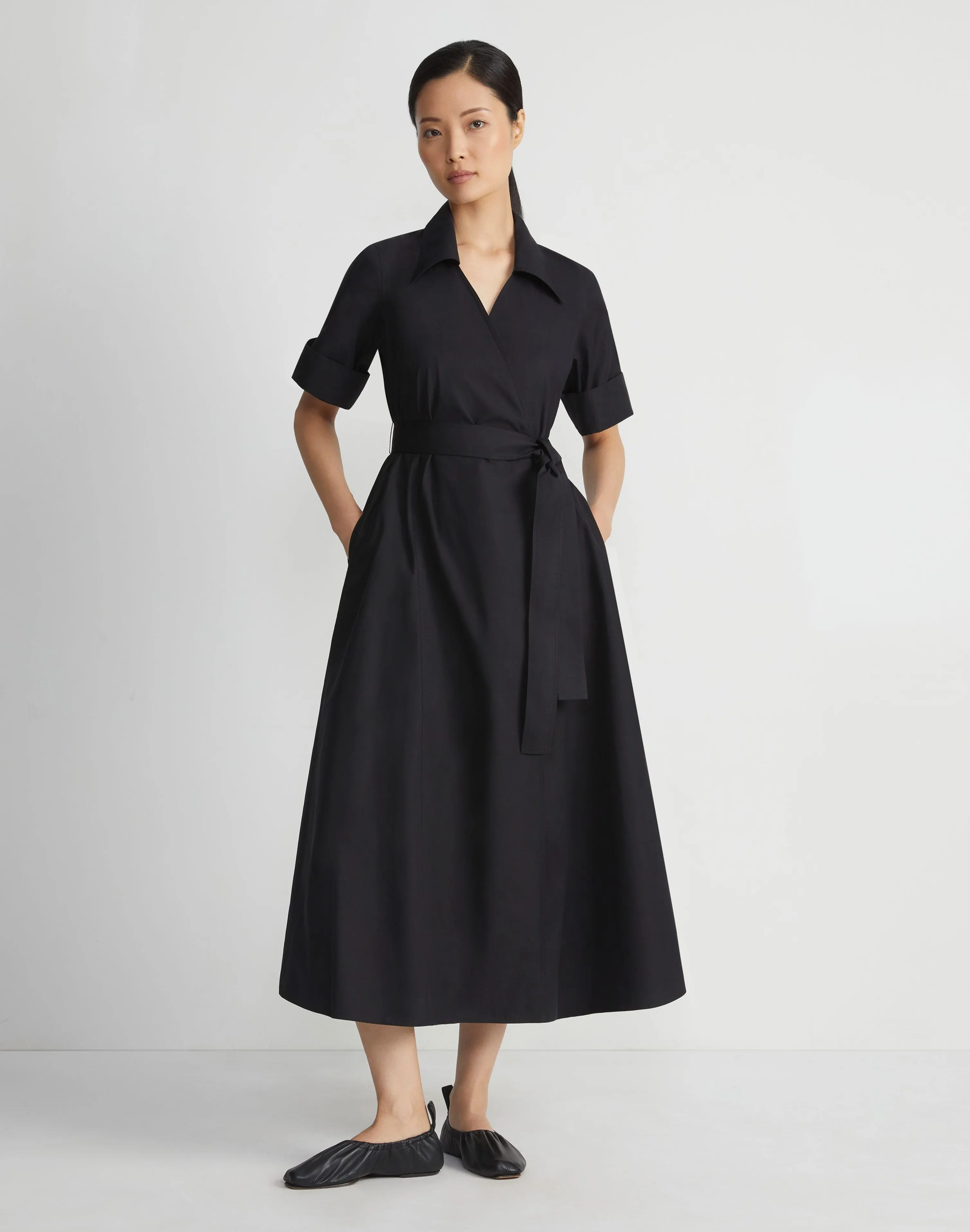 Organic Cotton Poplin Surplice Shirtdress