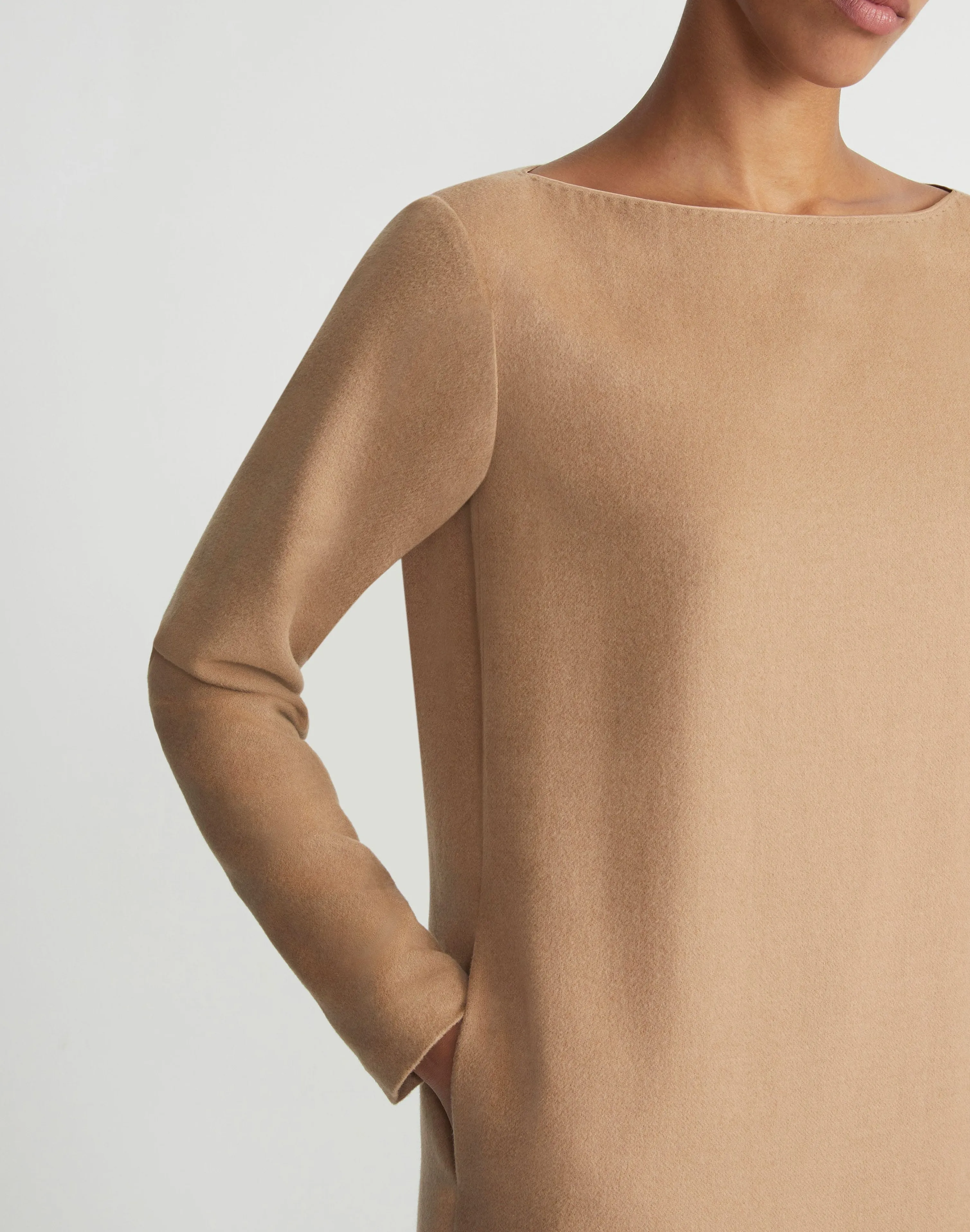 Camel Hair Bateau Neck Dress