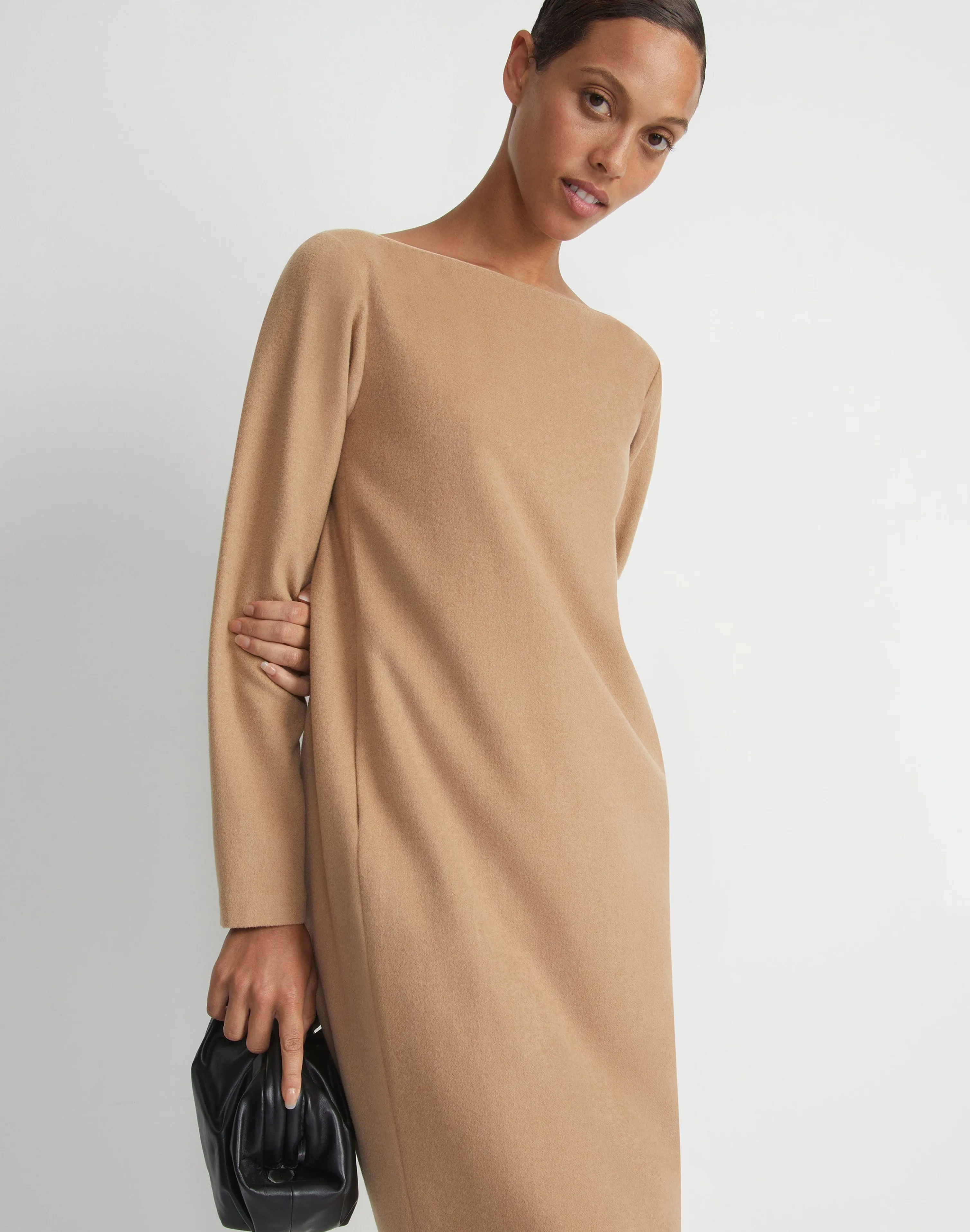 Camel Hair Bateau Neck Dress