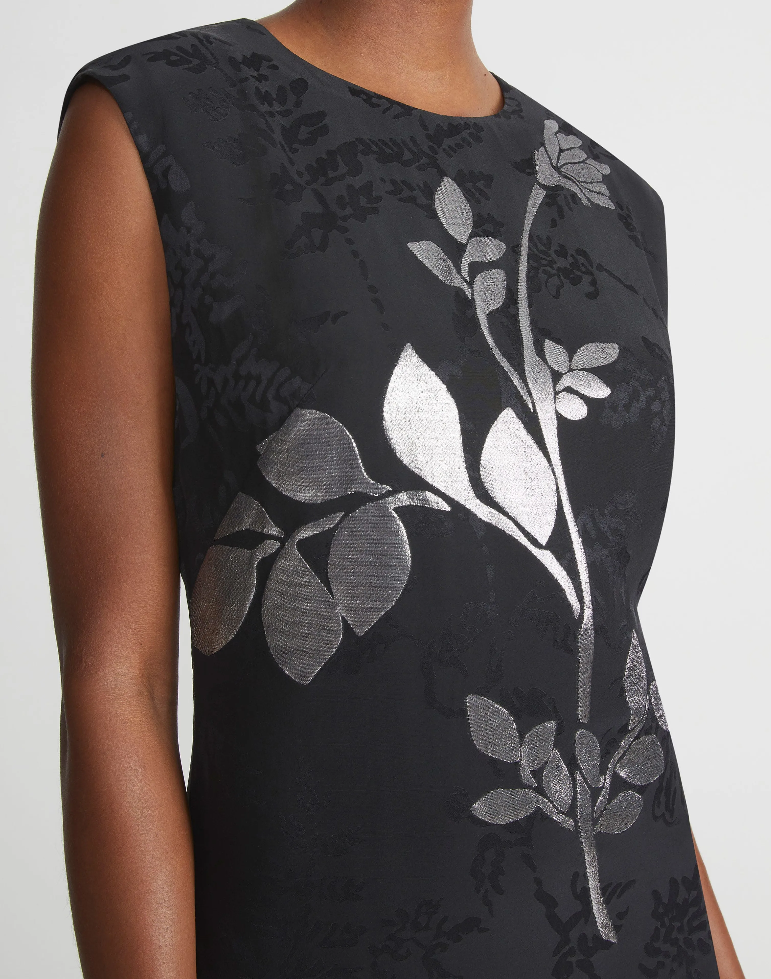 Flora Bloom Metallic Jacquard Viscose-Silk Dress