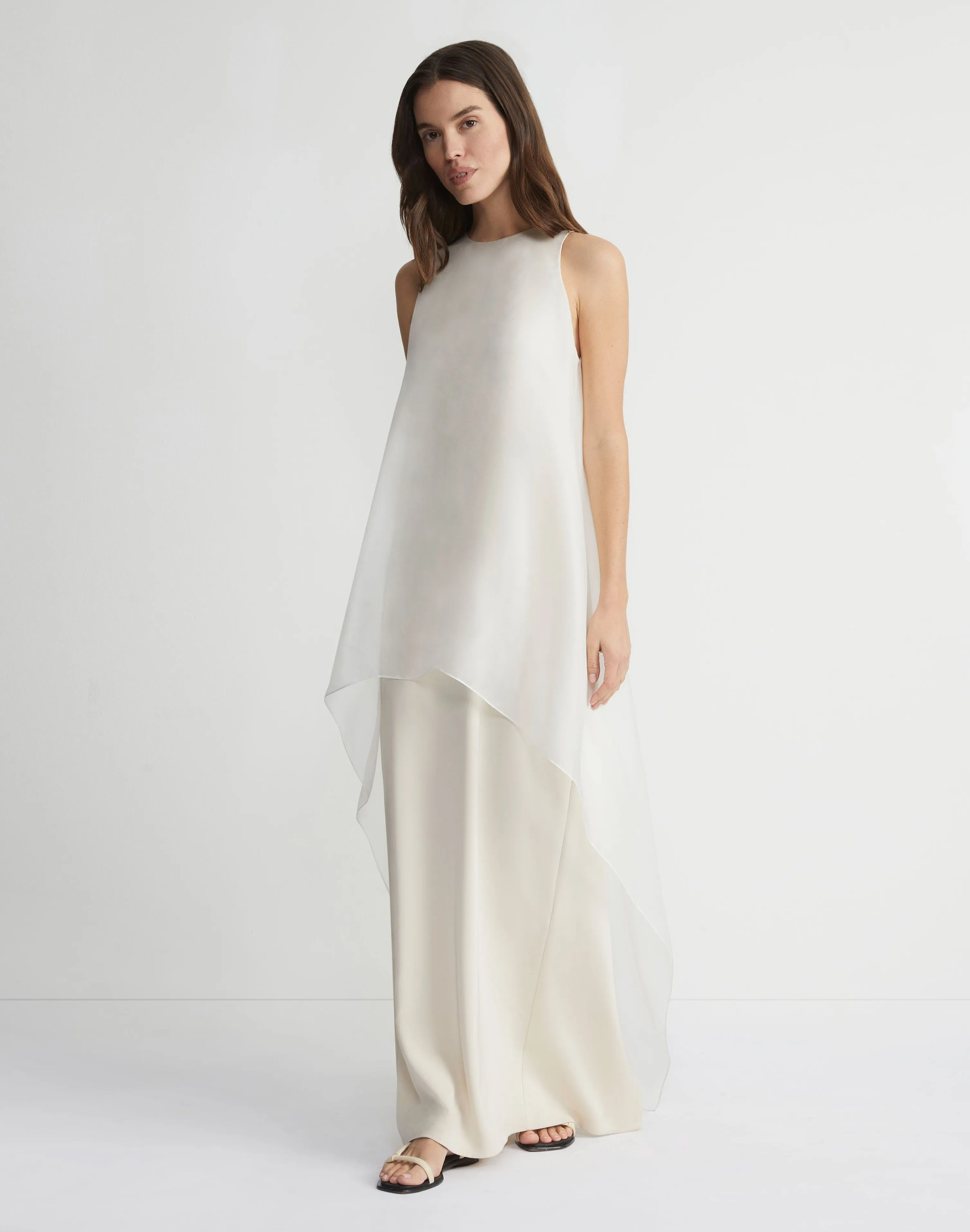Silk Organza Overlay Tie Back Gown
