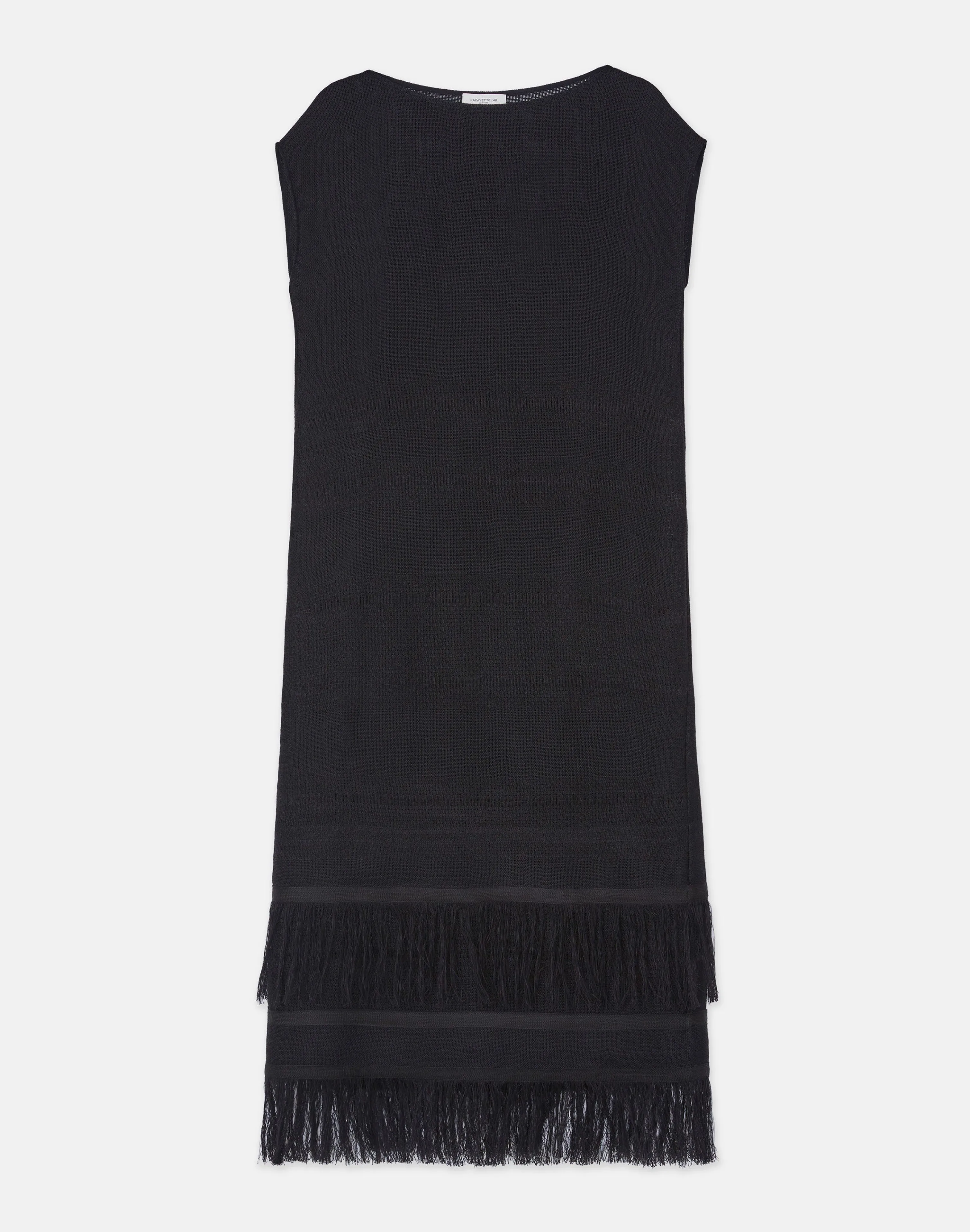 Burlap Jacquard Linen-Viscose Fringed Dress