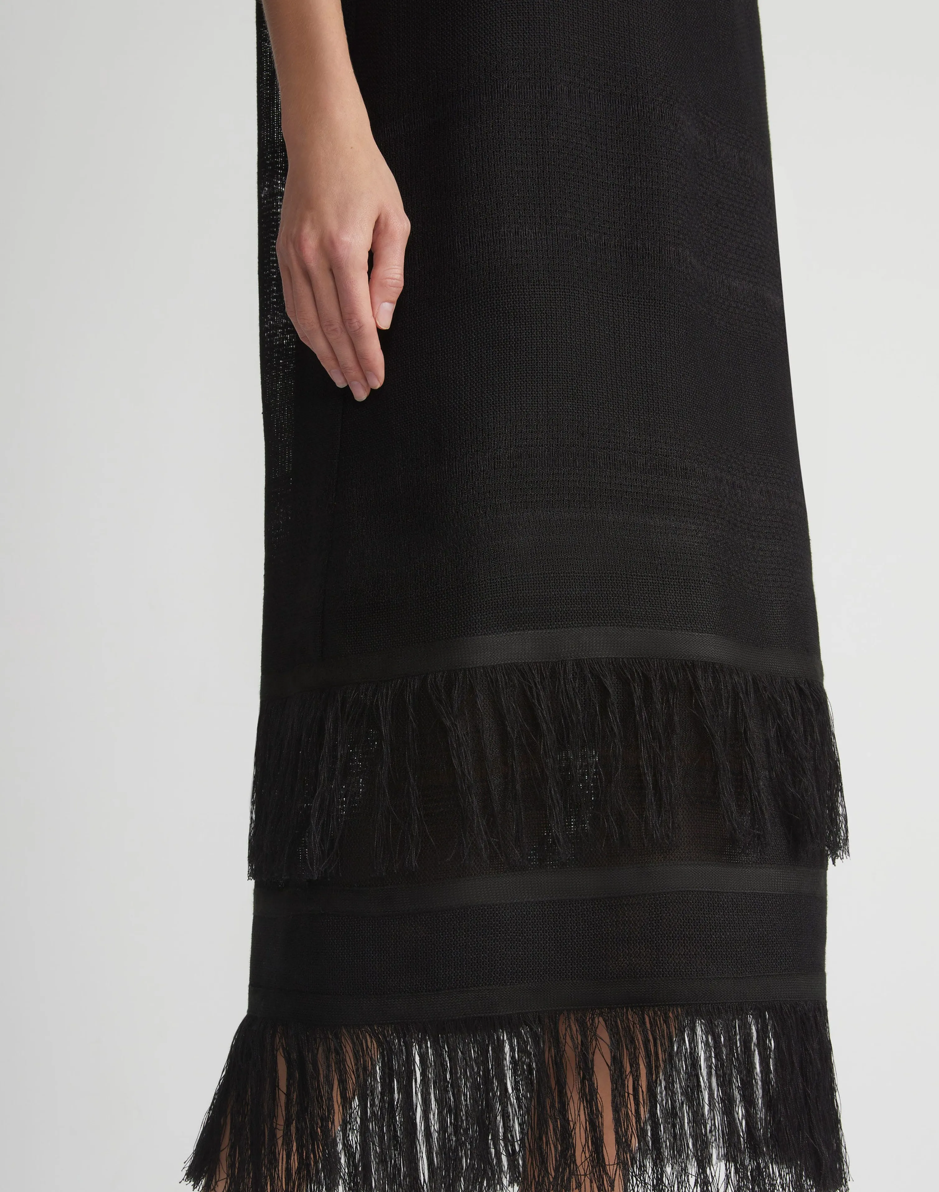 Burlap Jacquard Linen-Viscose Fringed Dress