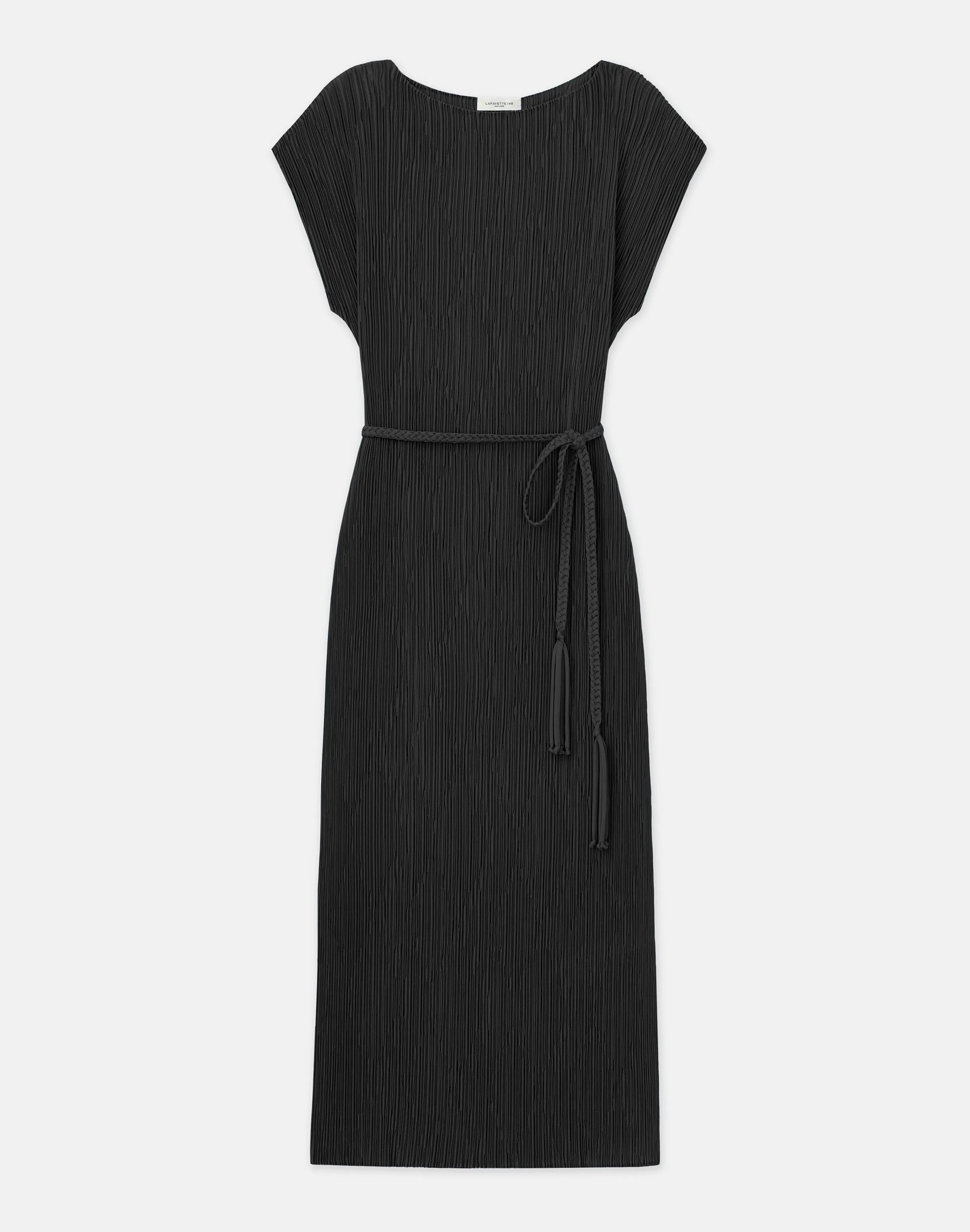 Recycled Poly Satin Plissé Dolman Dress