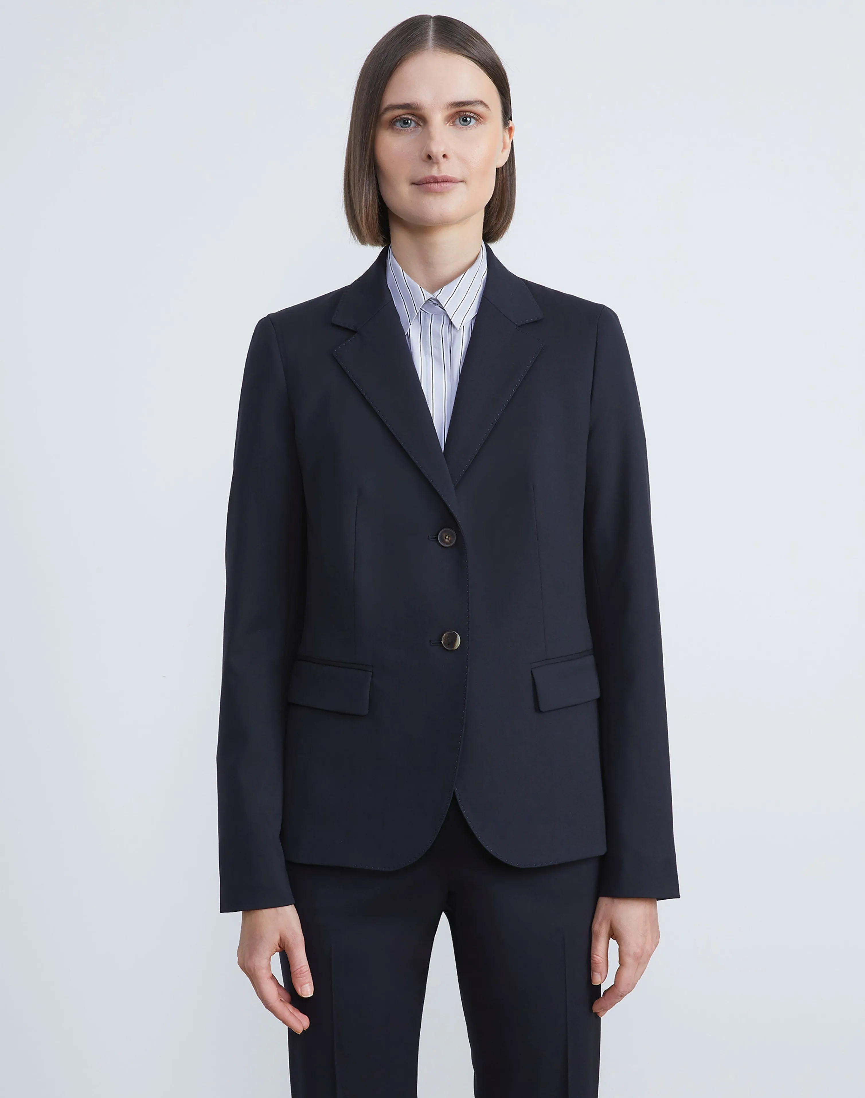 Stretch Wool Two-Button Blazer