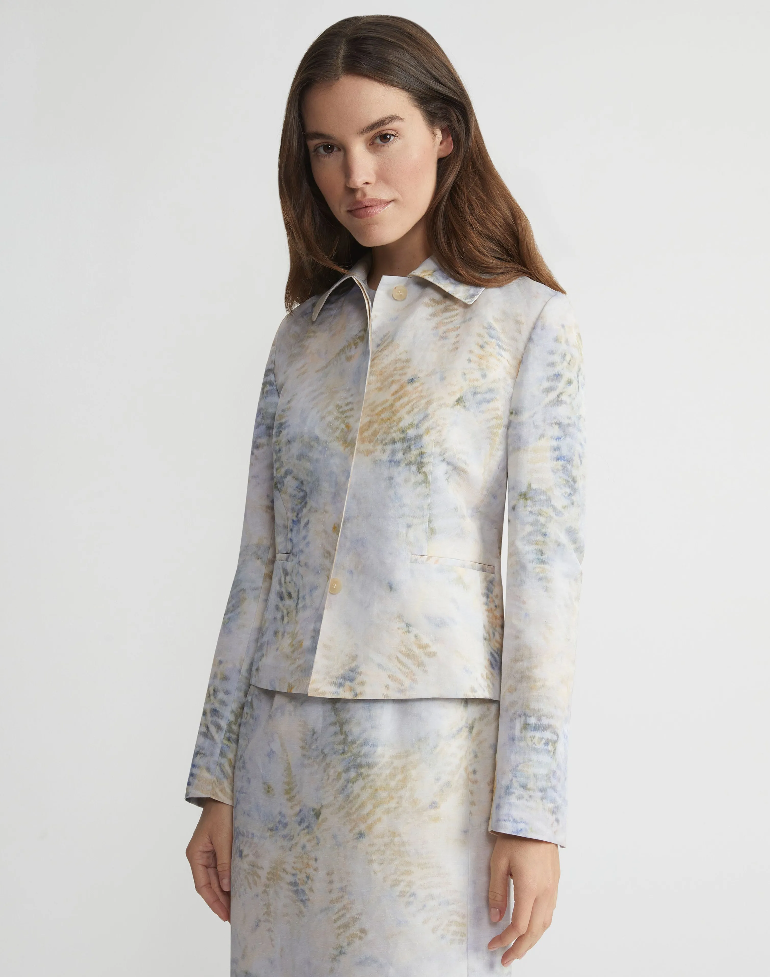 Eco Fern Warp Print Linen Jacket