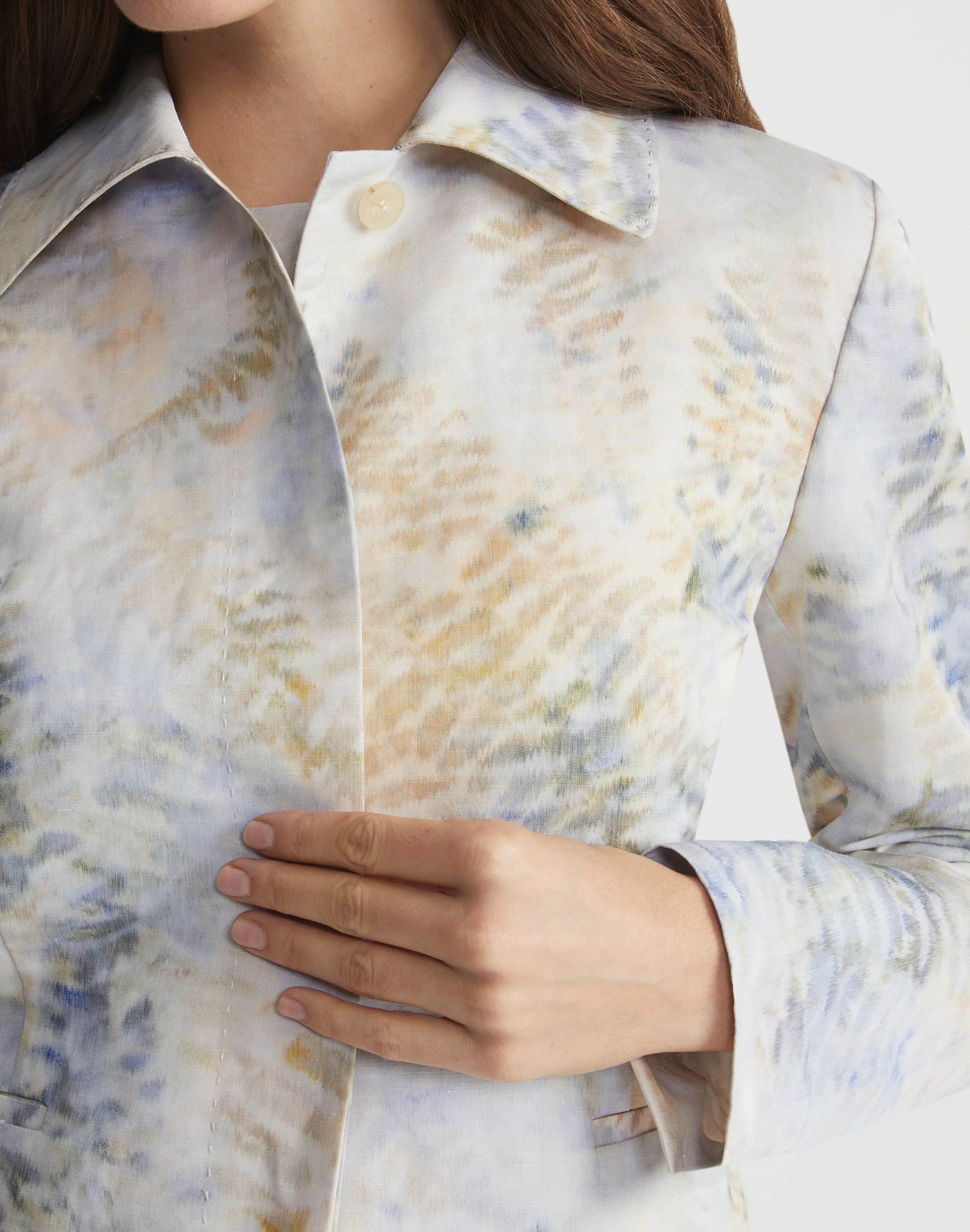 Eco Fern Warp Print Linen Jacket