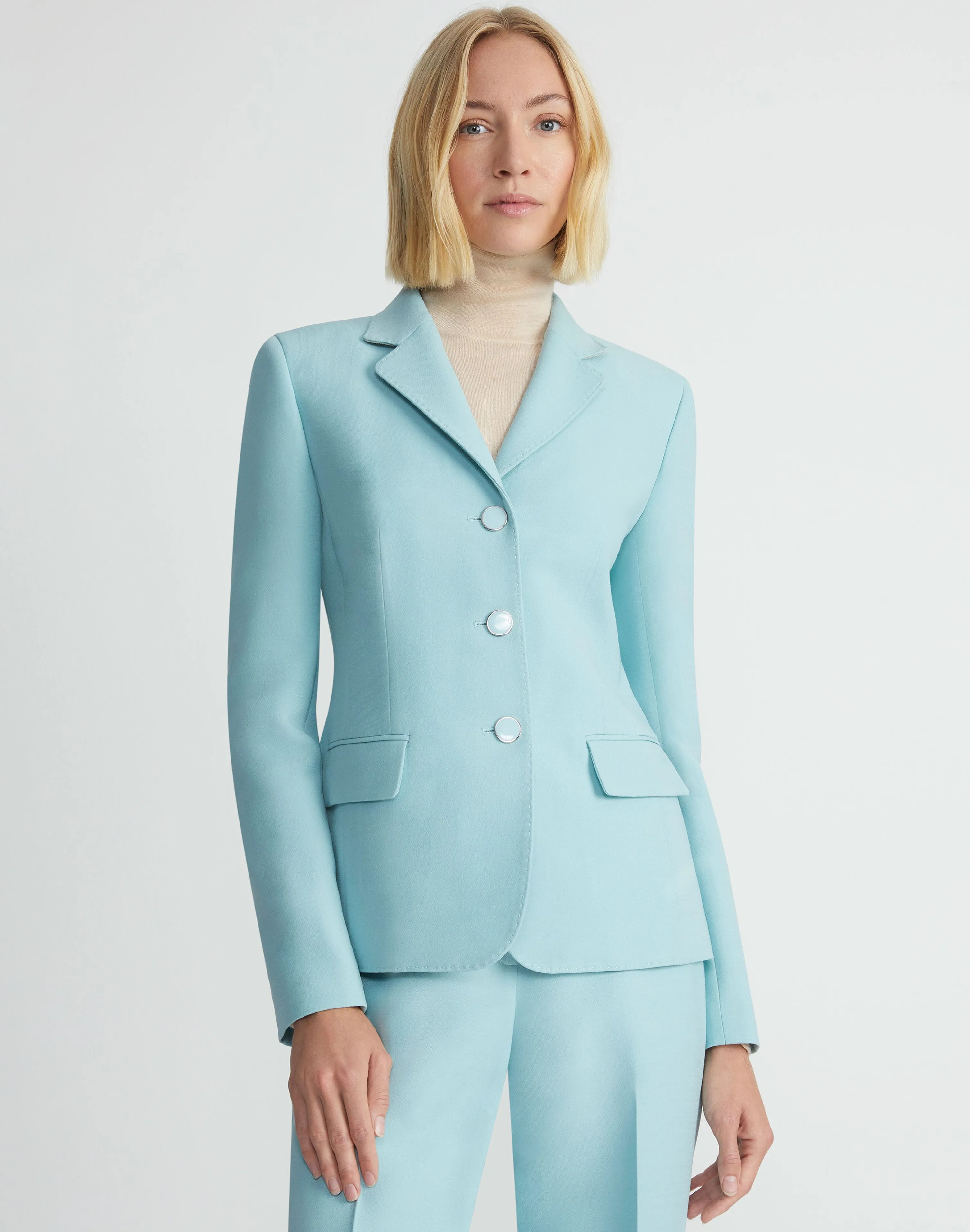 Wool-Silk Crepe Academy Blazer