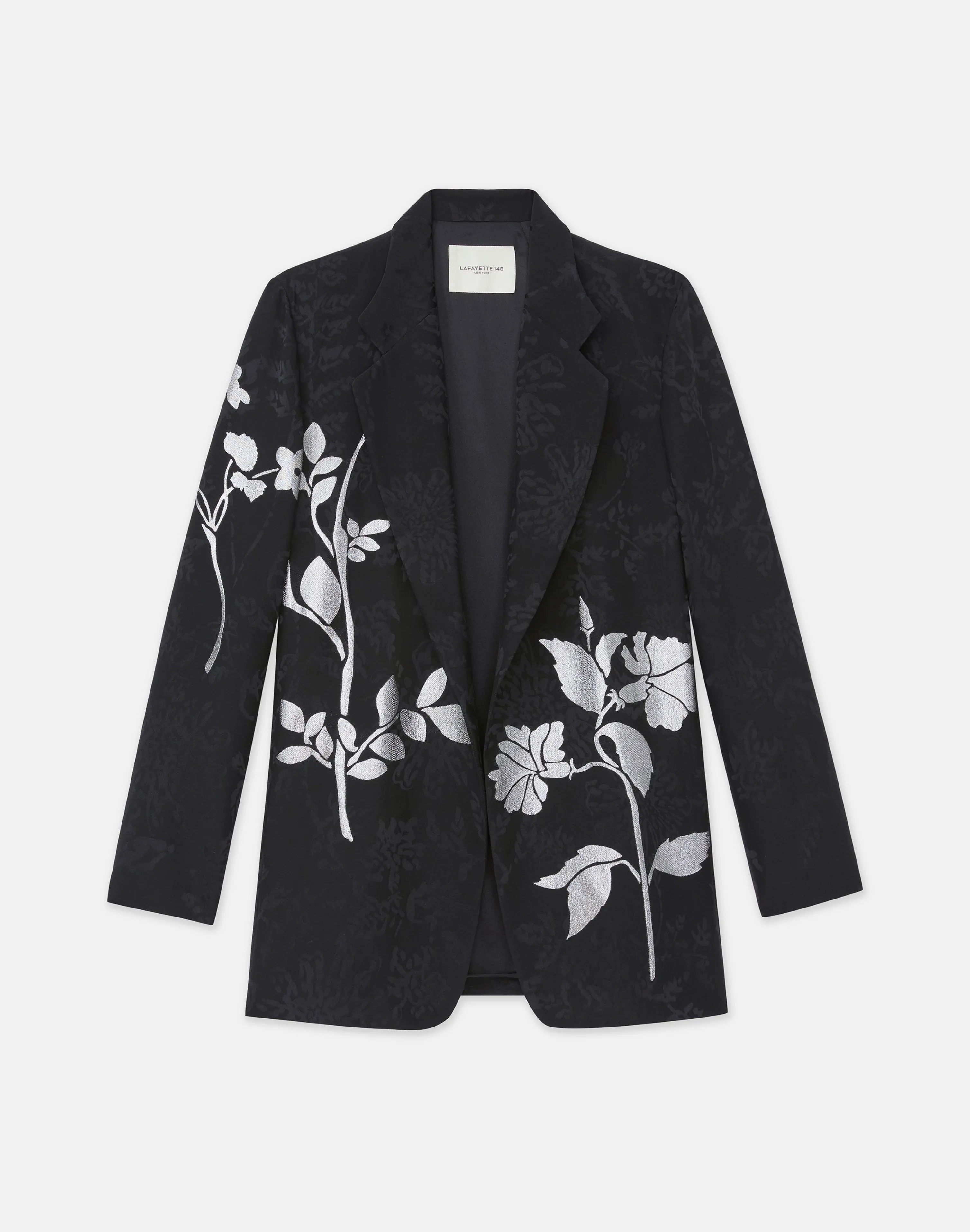 Flora Bloom Metallic Jacquard Viscose-Silk Blazer