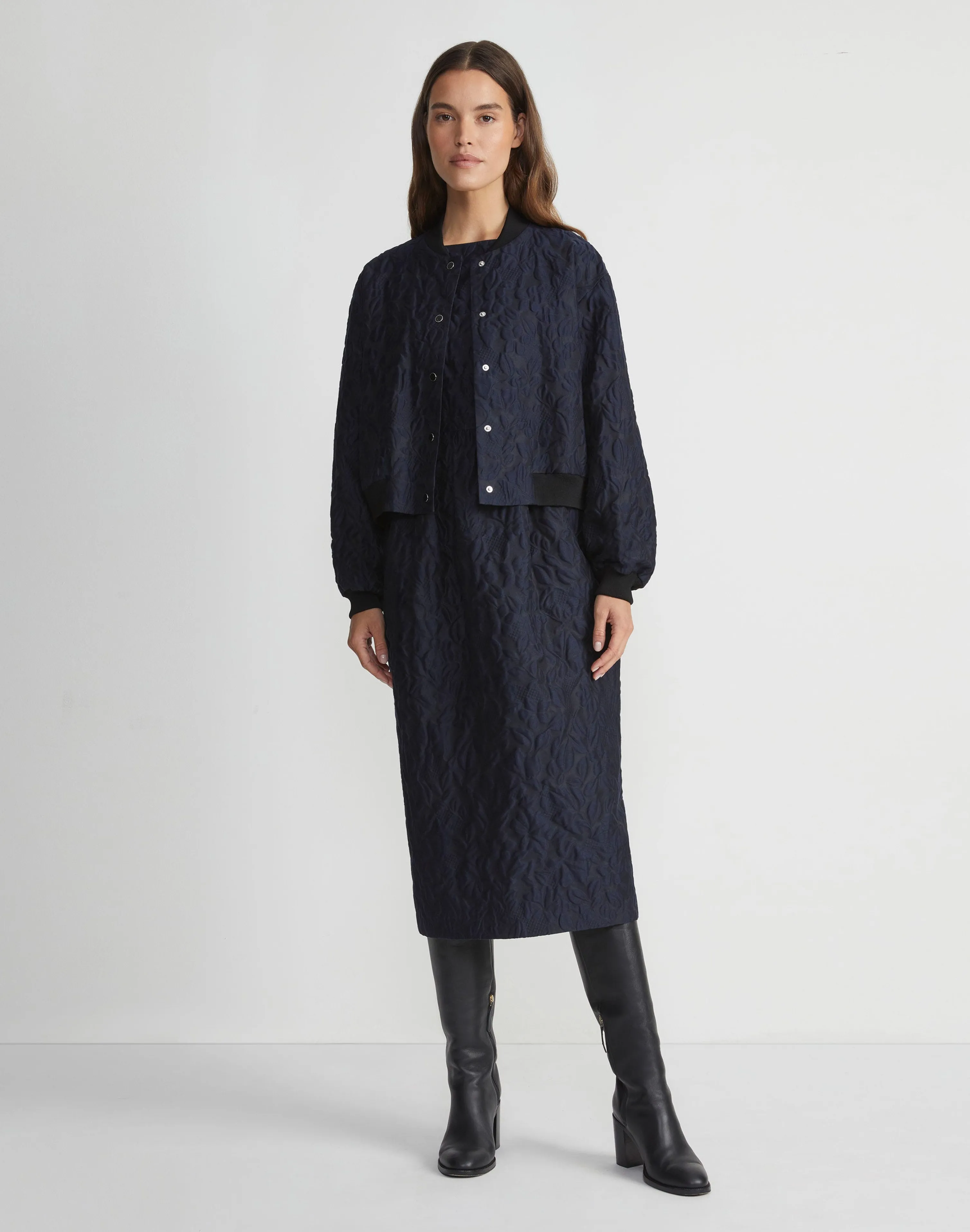 Flora Bloom Cloqué Jacquard Cotton-Silk Bomber Jacket